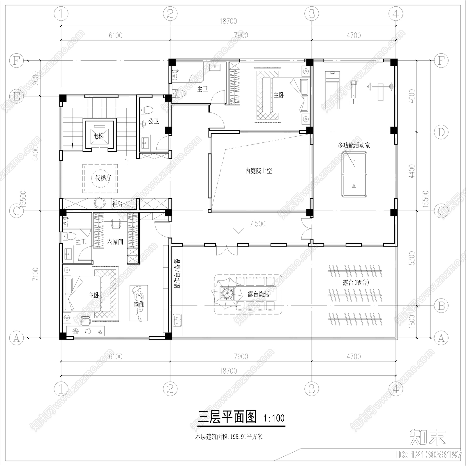 现代别墅建筑cad施工图下载【ID:1213053197】