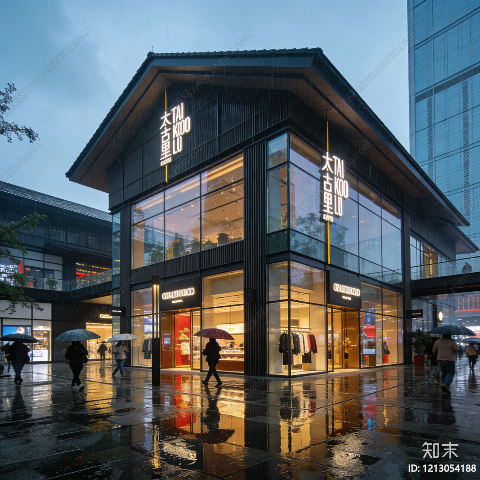 现代街道外景贴图下载【ID:1213054188】
