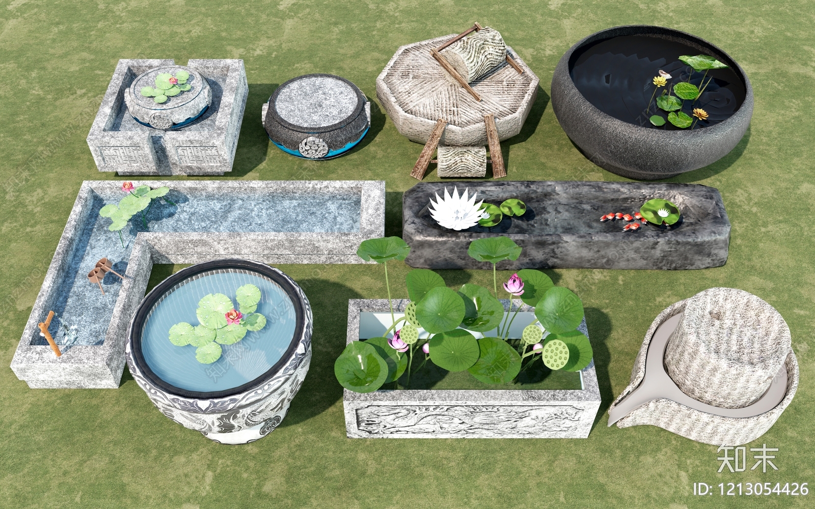 新中式景观庭院小品SU模型下载【ID:1213054426】