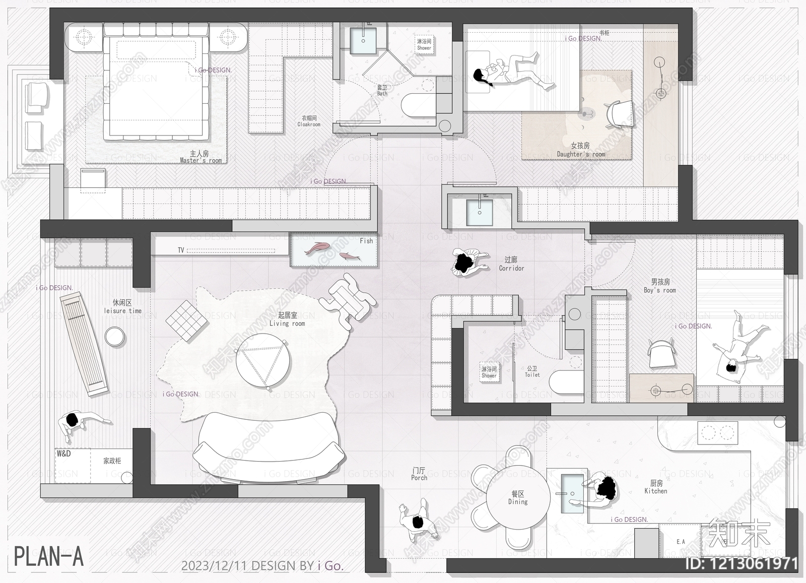 小户型平层施工图下载【ID:1213061971】