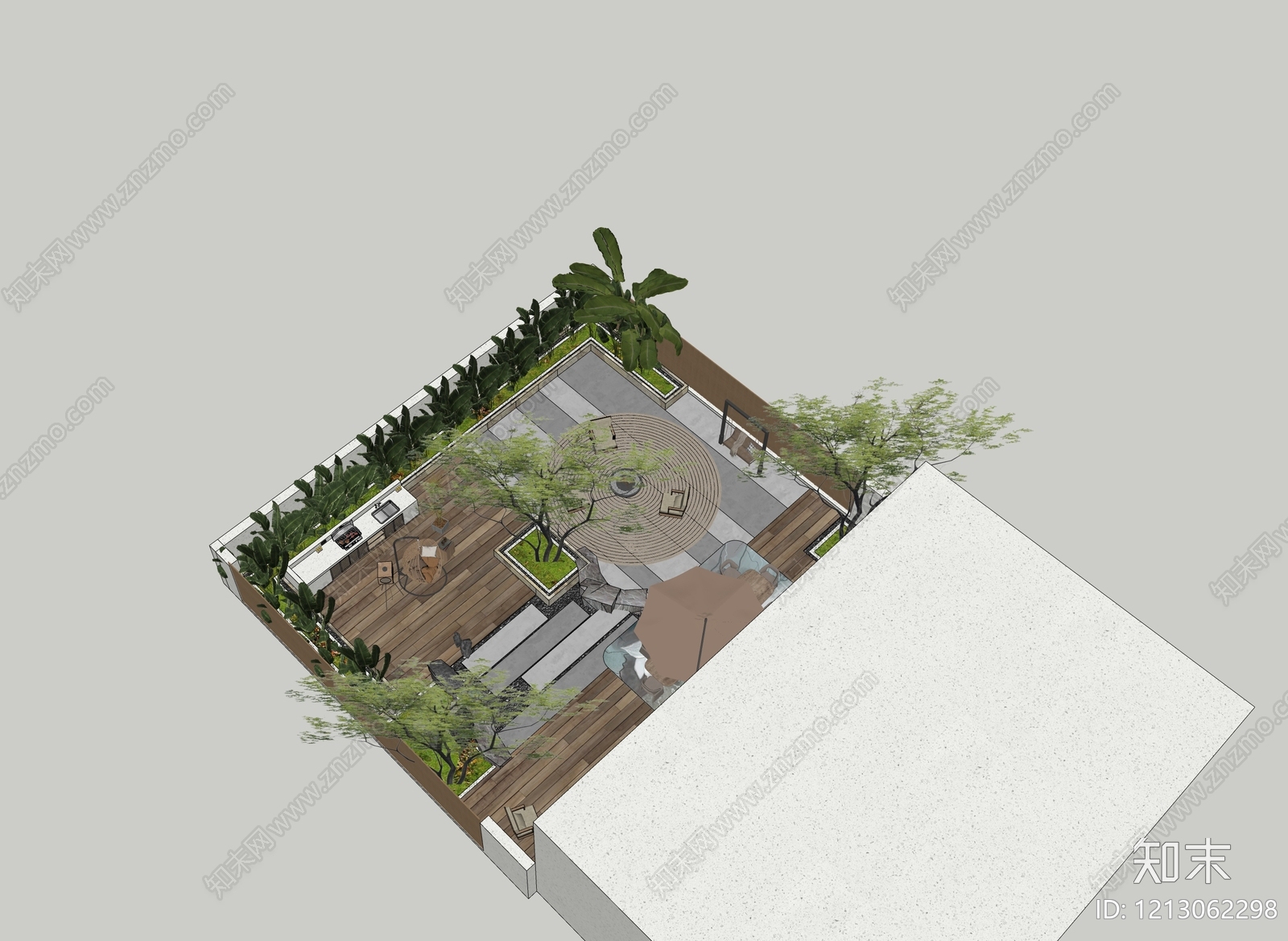 新中式别墅庭院SU模型下载【ID:1213062298】