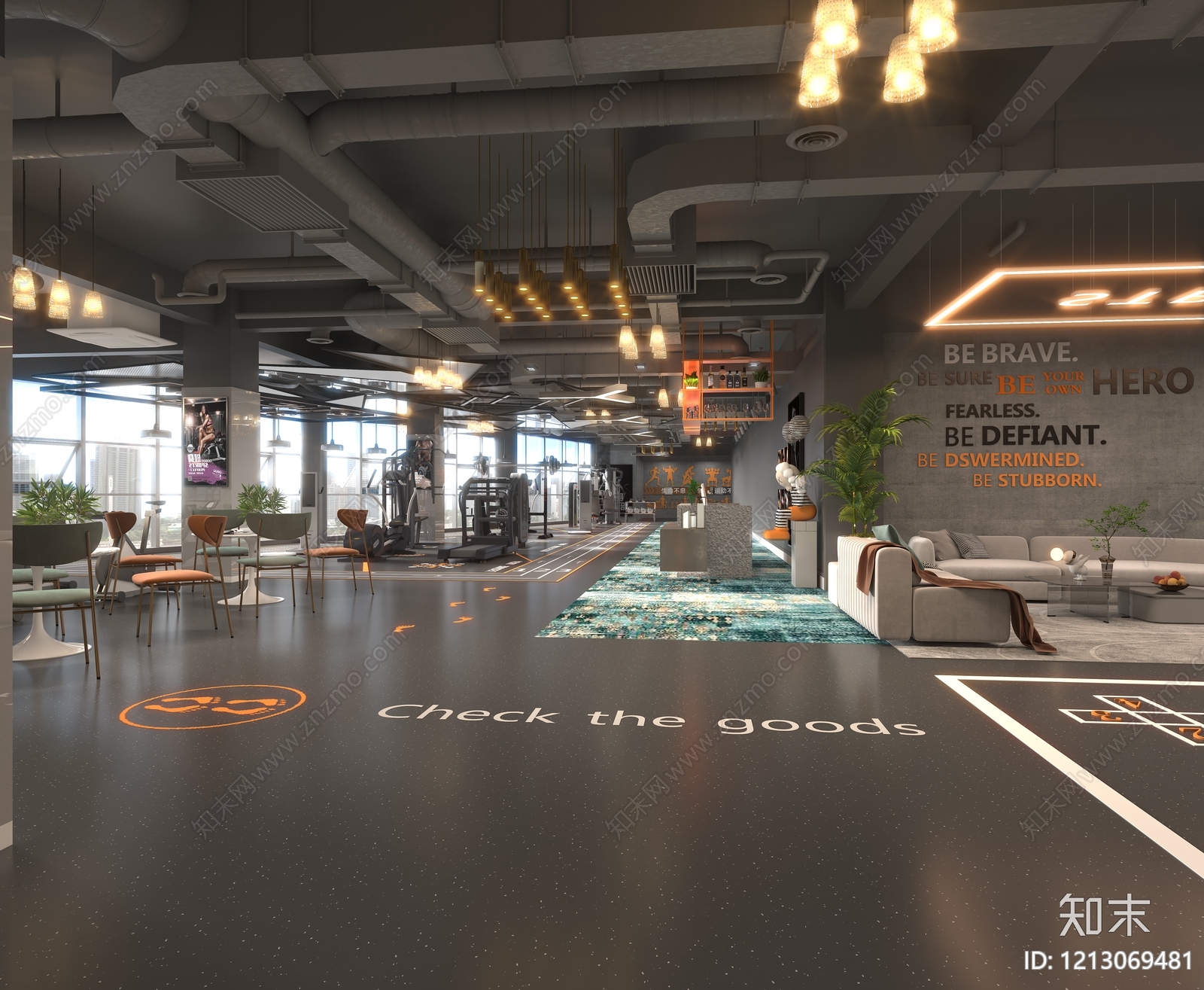 现代工业风健身房3D模型下载【ID:1213069481】
