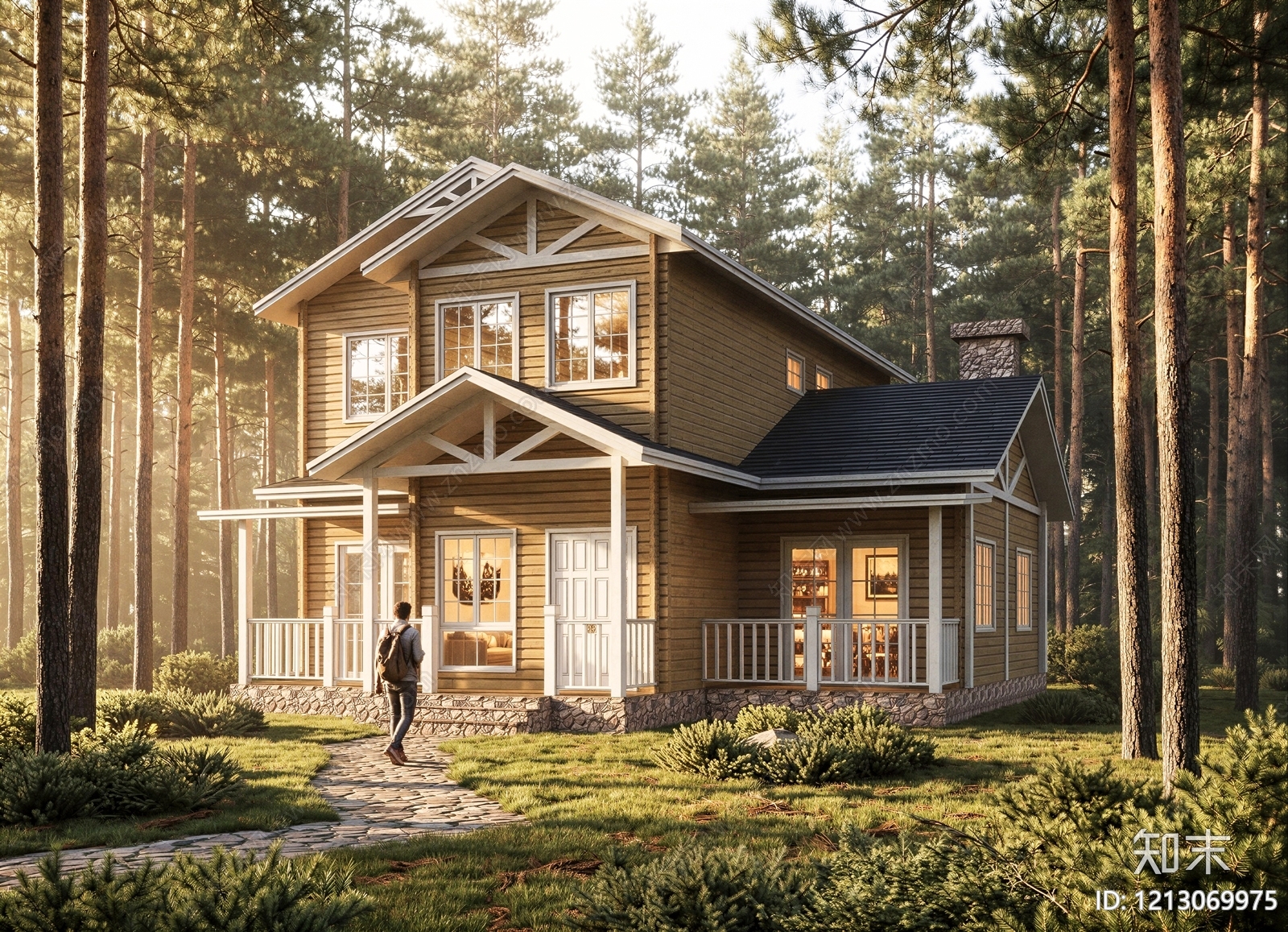 美式乡村别墅SU模型下载【ID:1213069975】