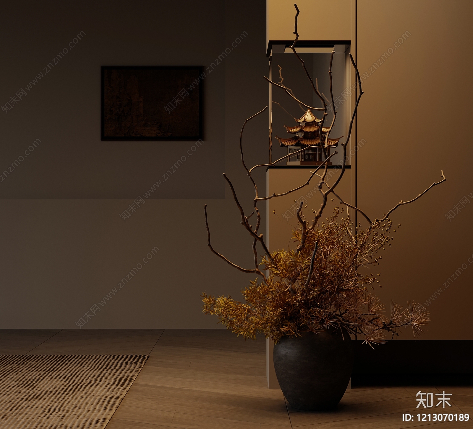 新中式花艺3D模型精品下载_3dmax模型_知末网