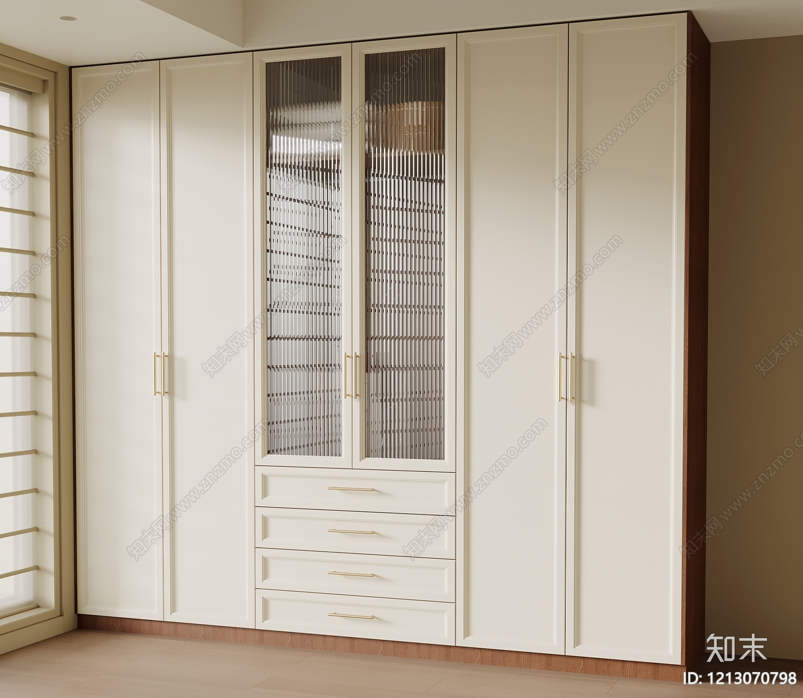 奶油风衣柜SU模型下载【ID:1213070798】