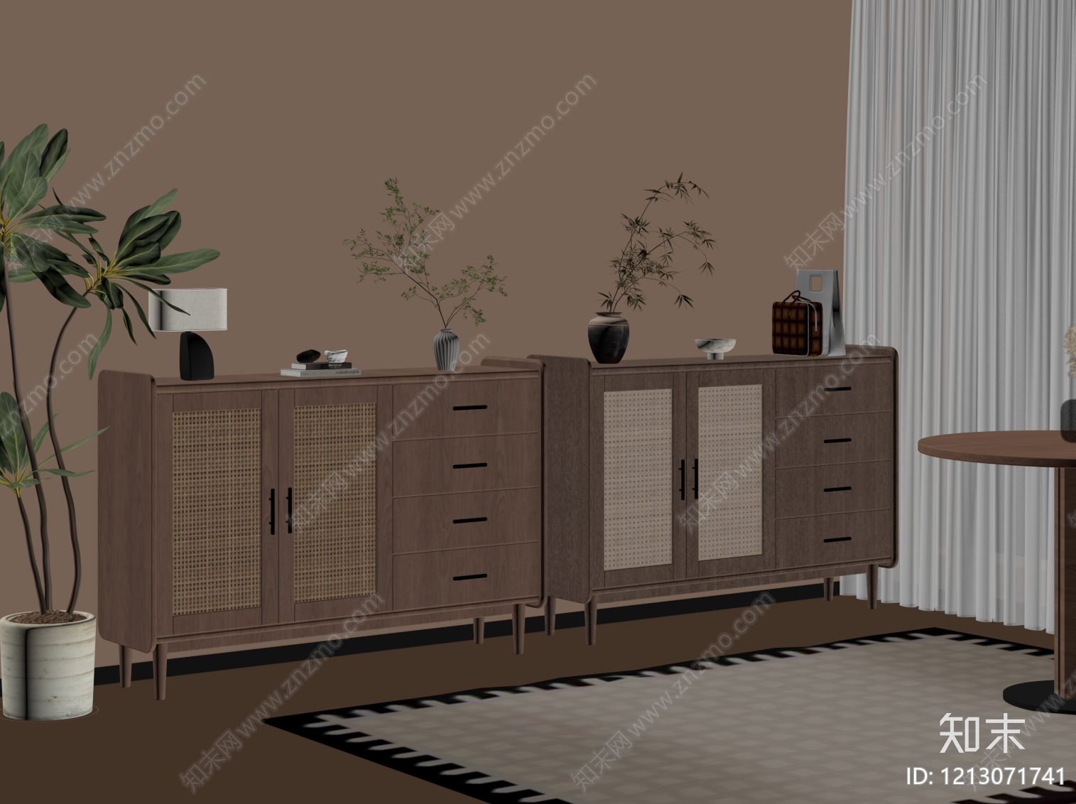 中古风玄关柜SU模型下载【ID:1213071741】