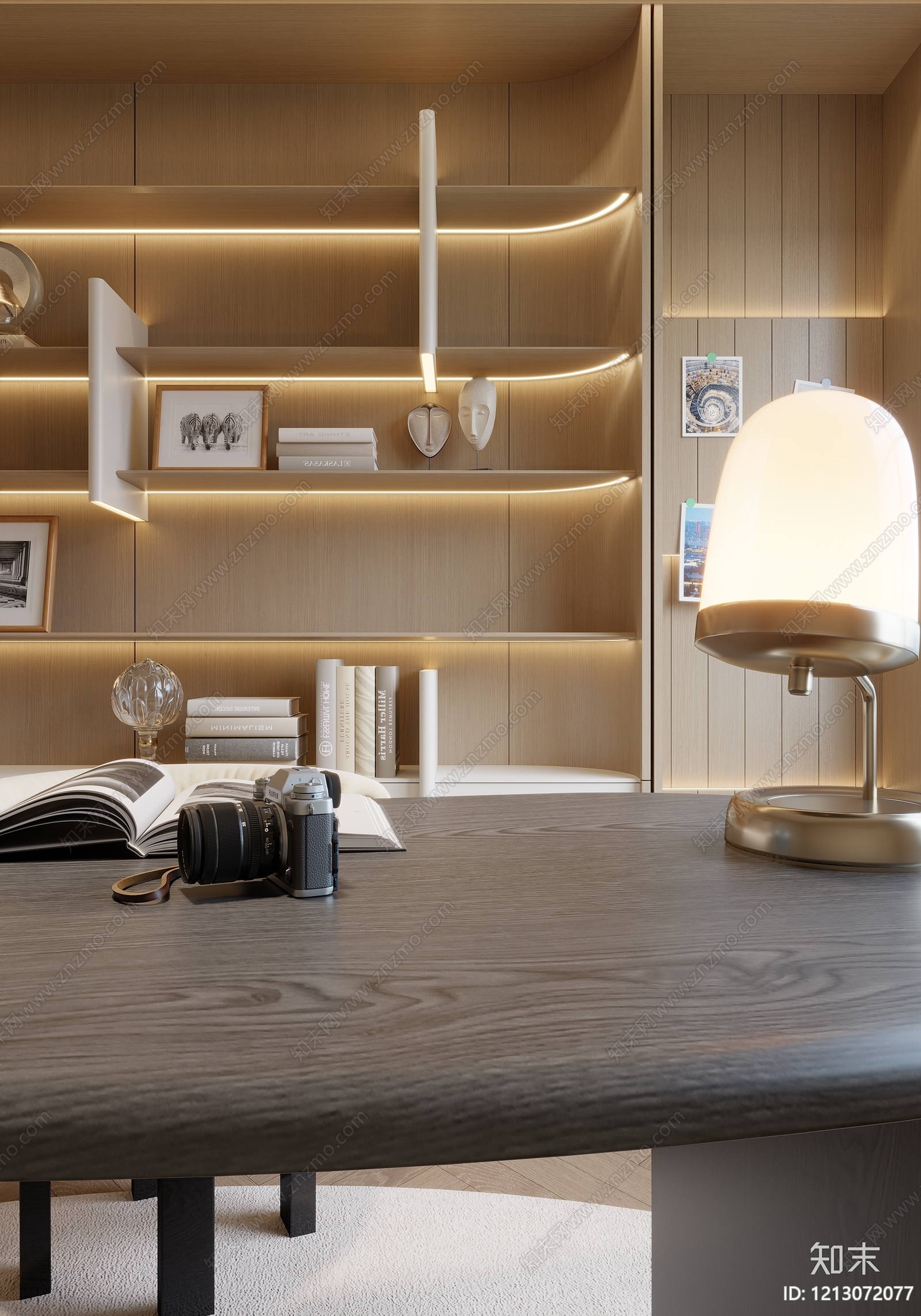 原木风书房3D模型下载【ID:1213072077】