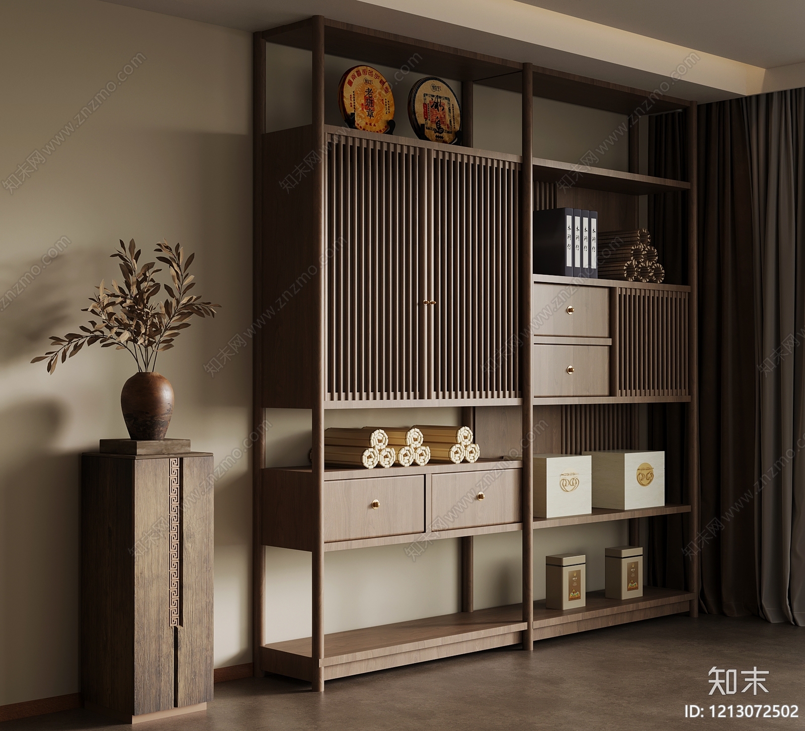新中式博古架3D模型下载【ID:1213072502】