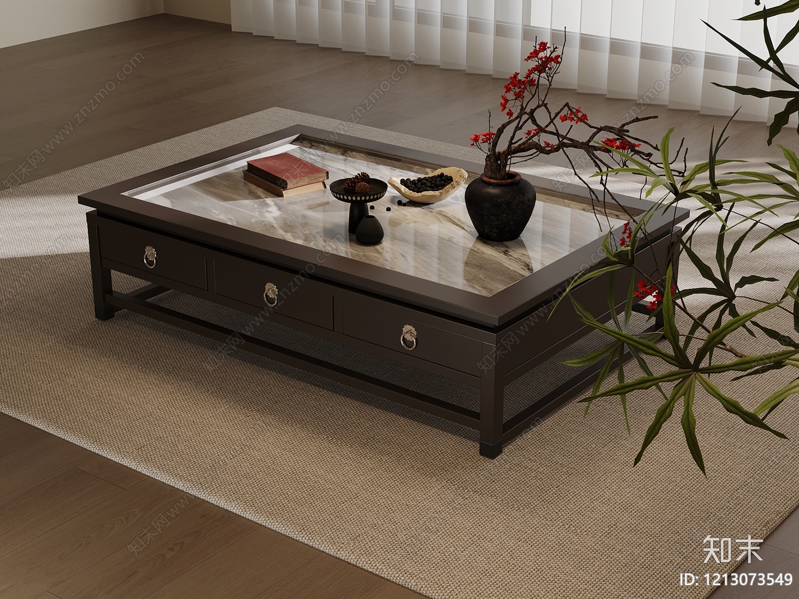 新中式茶几SU模型下载【ID:1213073549】