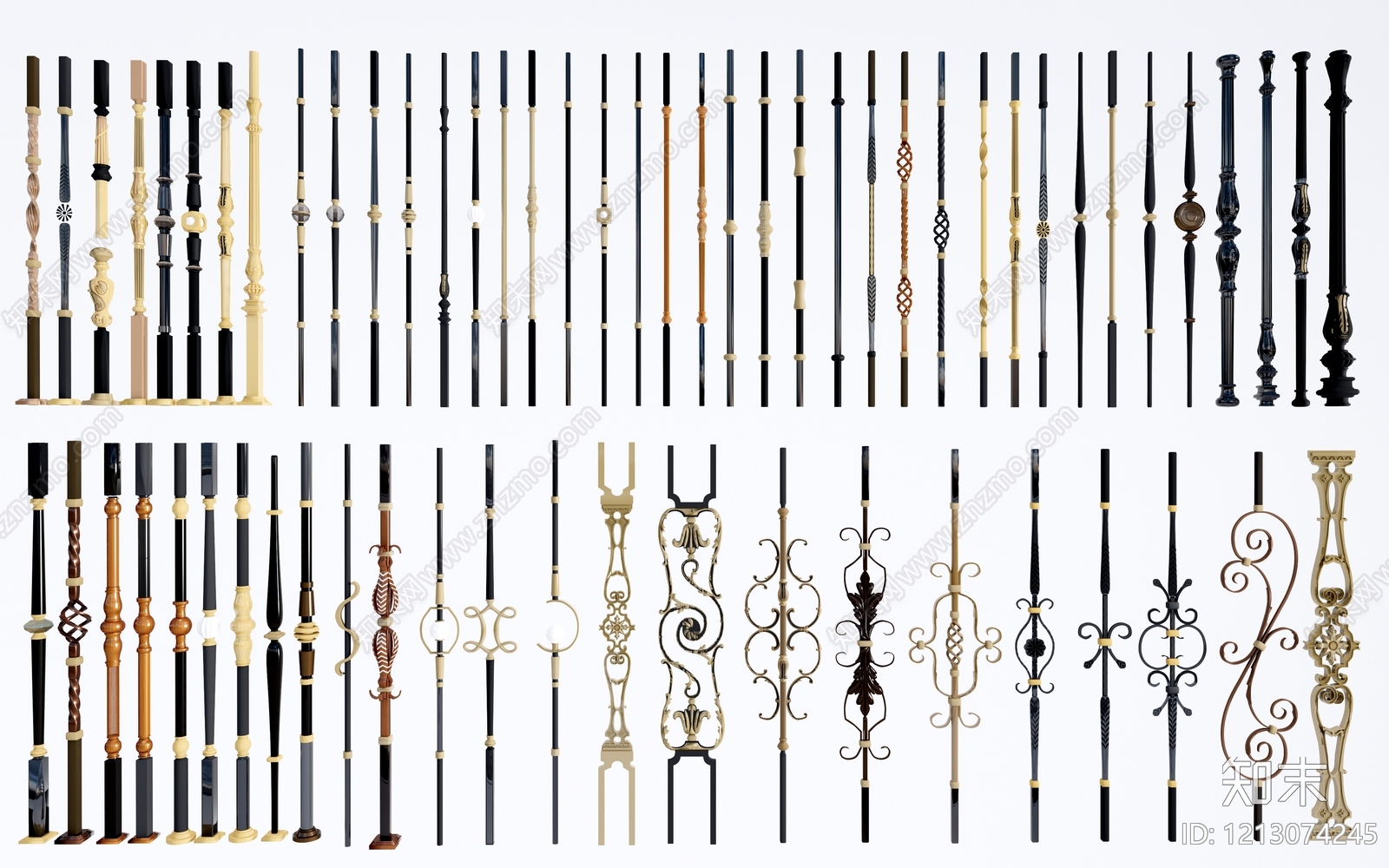 欧式古典落地灯SU模型下载【ID:1213074245】