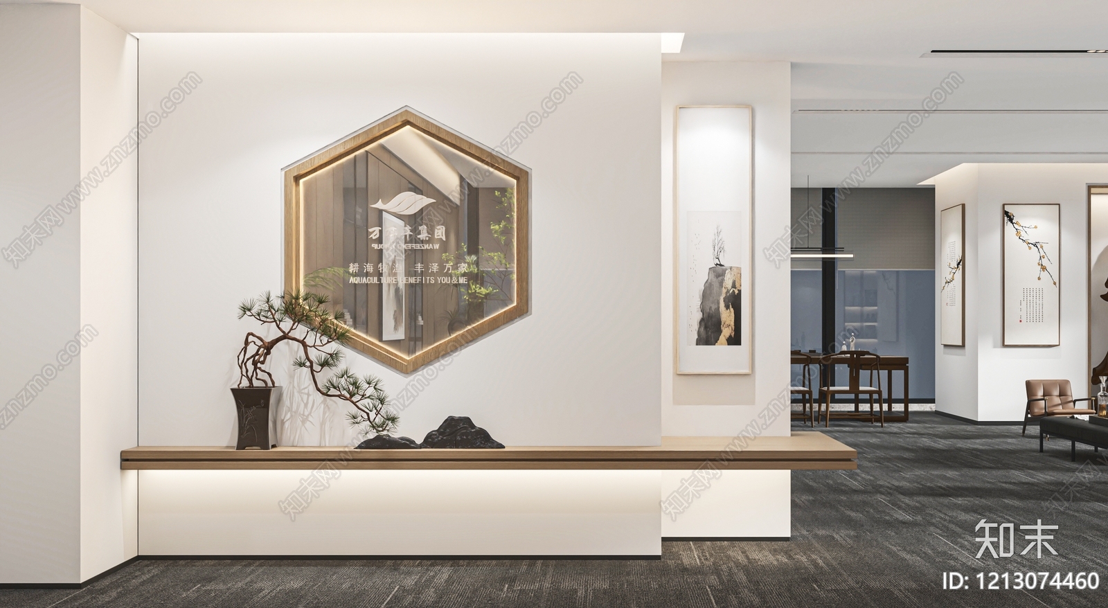 新中式办公室3D模型下载【ID:1213074460】
