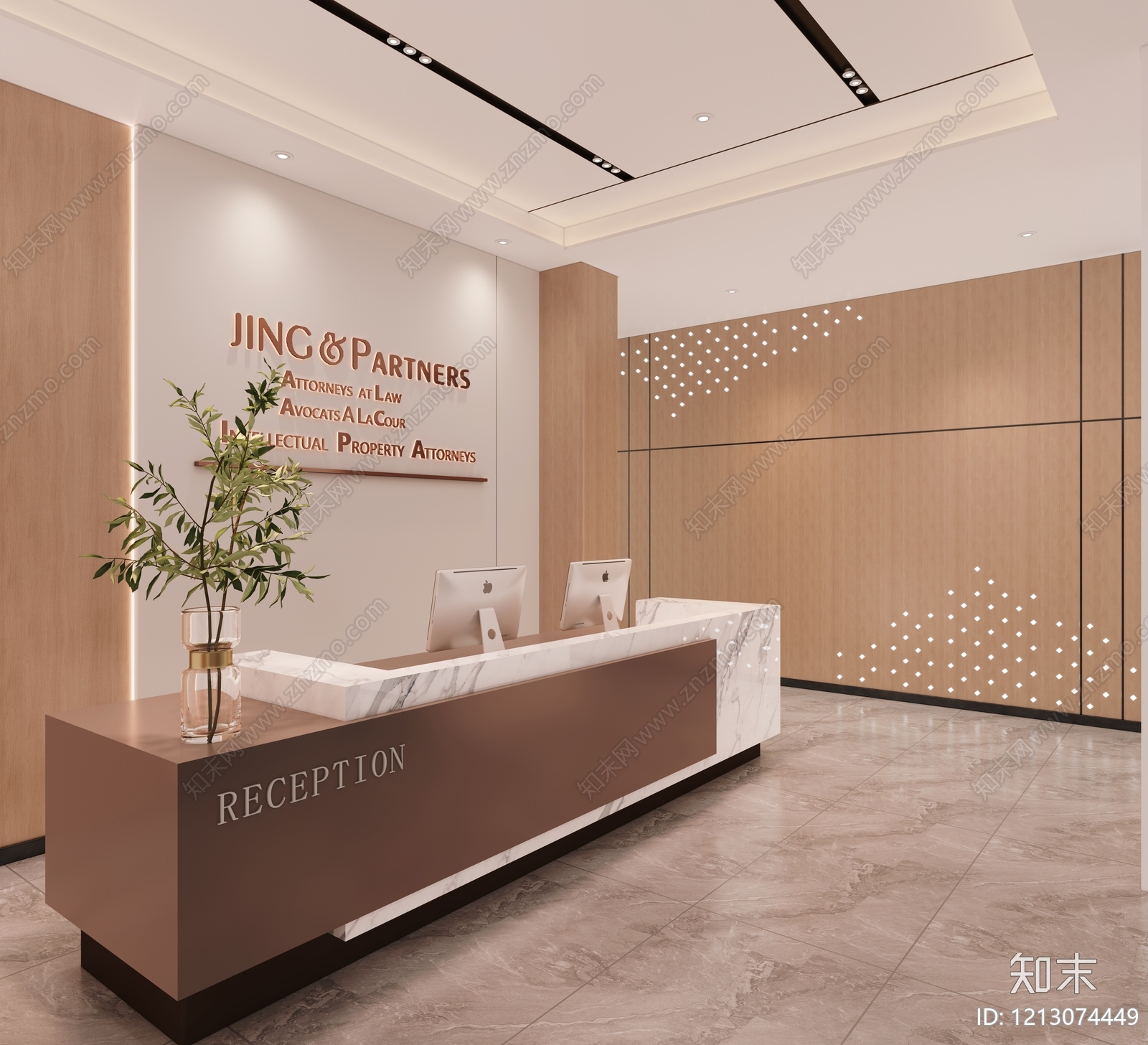 现代简约办公大厅3D模型下载【ID:1213074449】