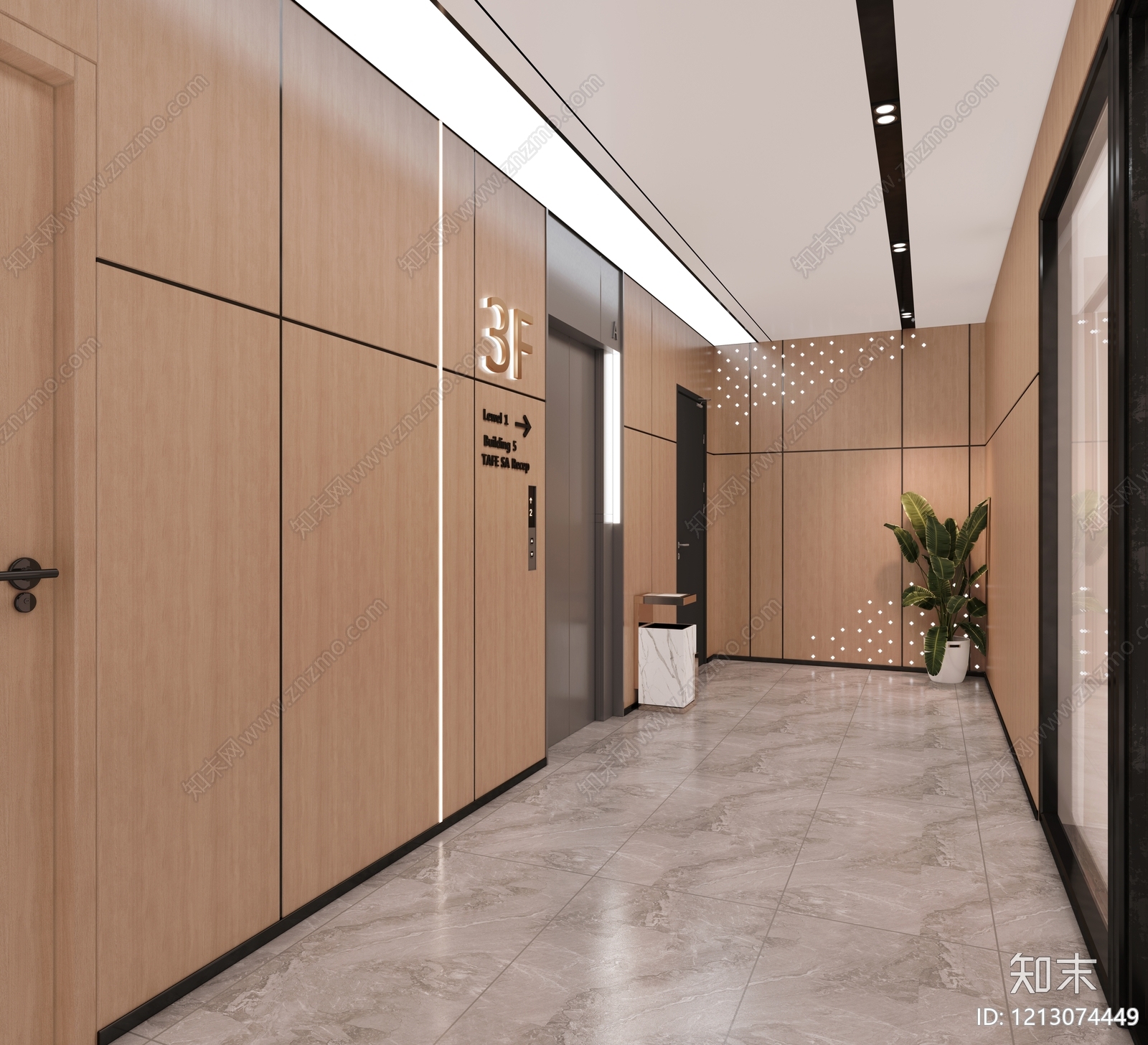 现代简约办公大厅3D模型下载【ID:1213074449】