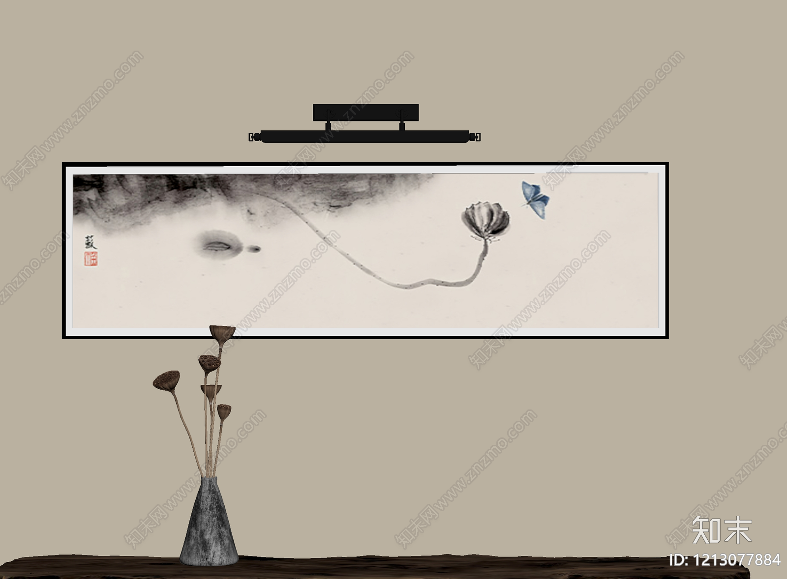 新中式挂画SU模型下载【ID:1213077884】