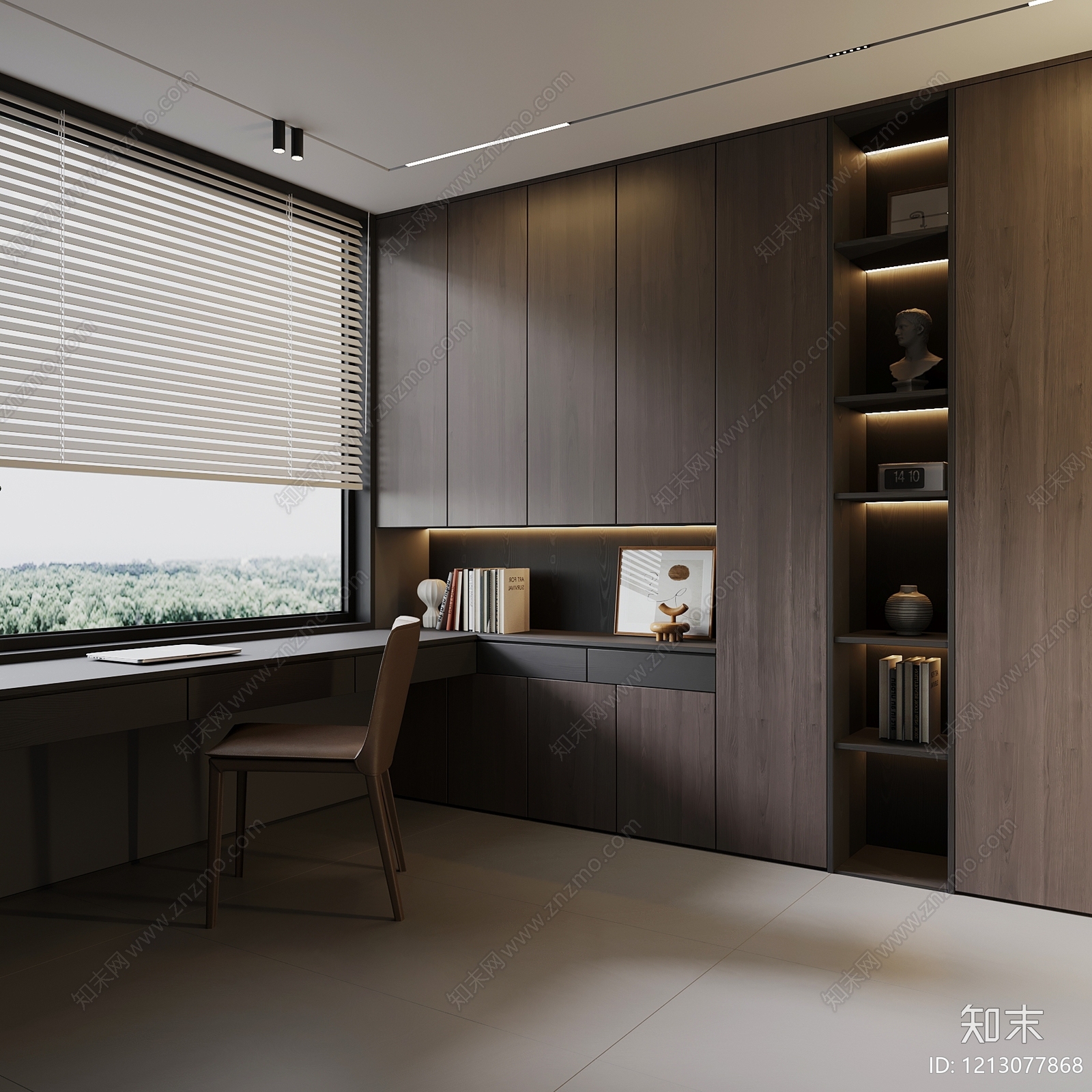 现代极简书房SU模型下载【ID:1213077868】