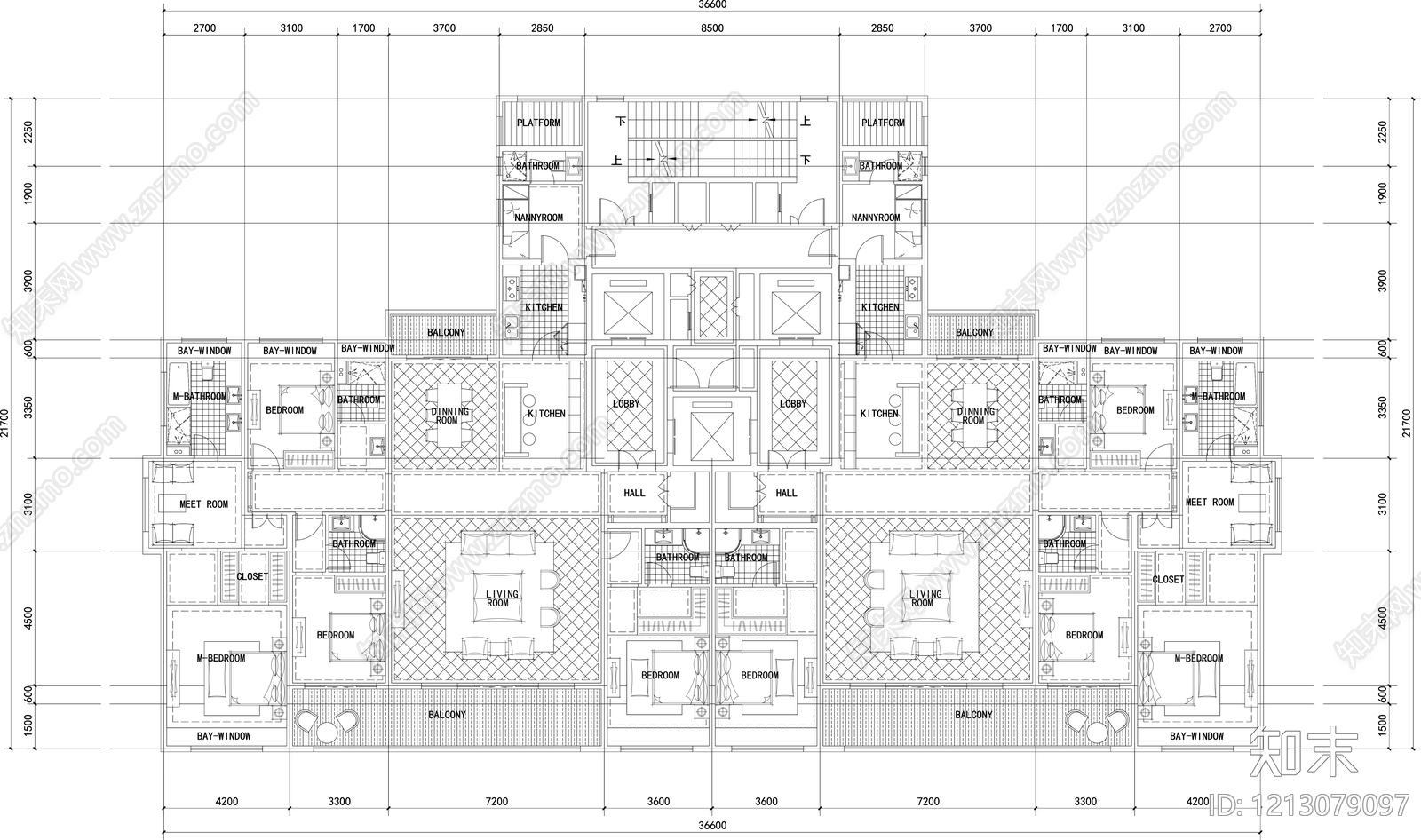 现代住宅楼建筑施工图下载【ID:1213079097】