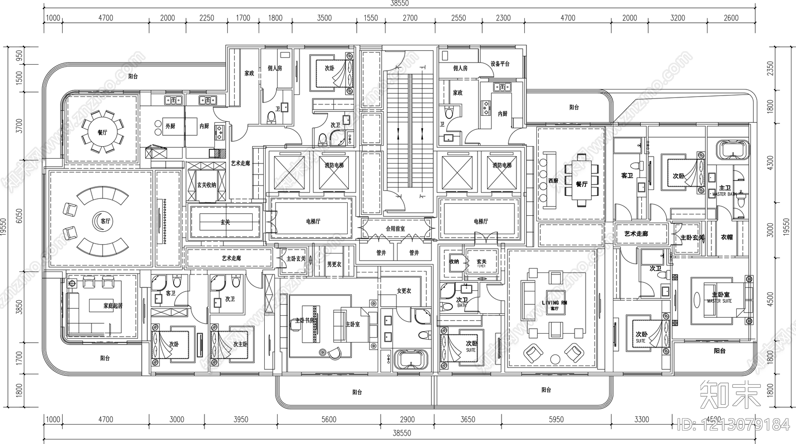 现代住宅楼建筑cad施工图下载【ID:1213079184】