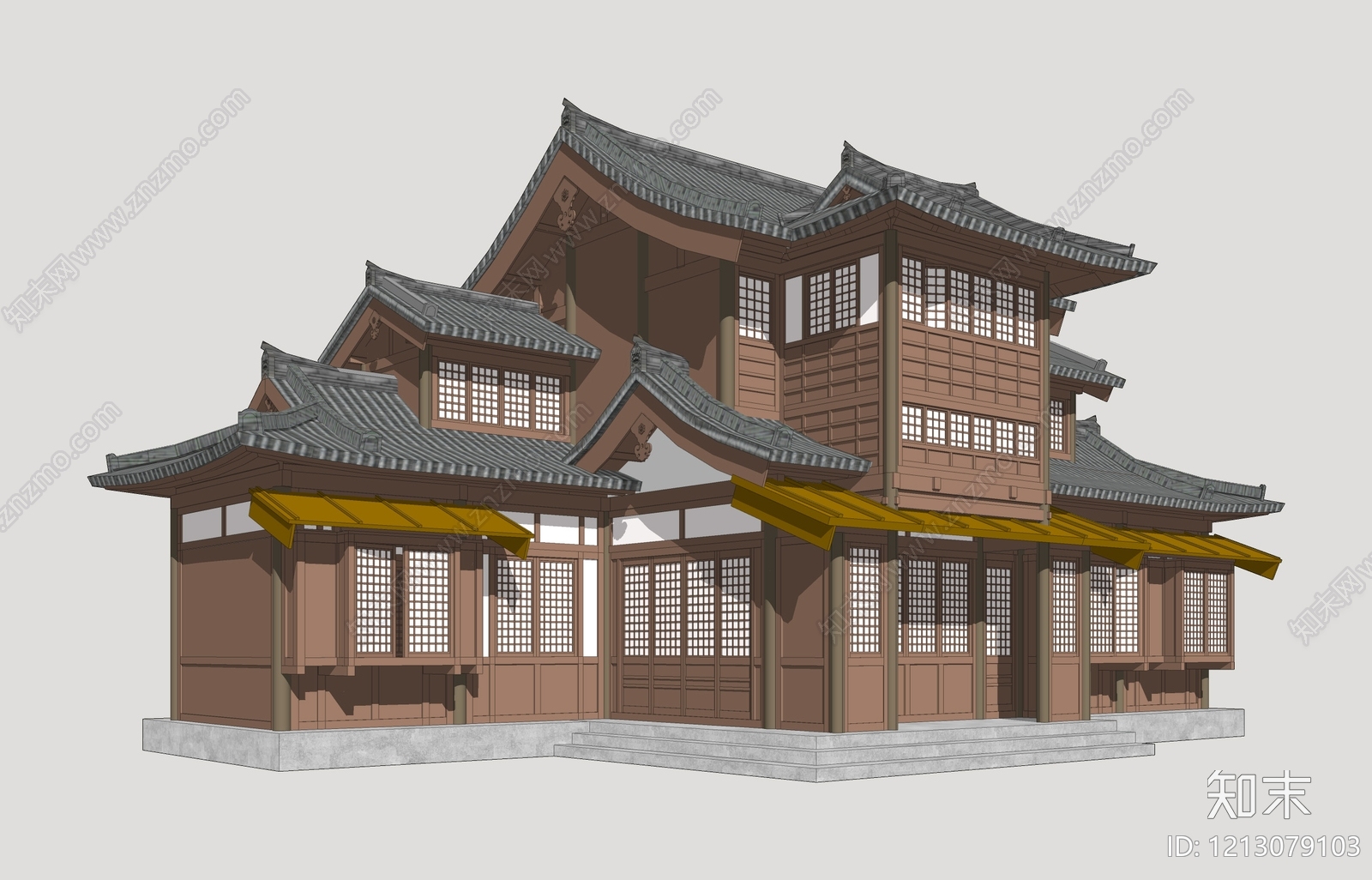 日式传统风格建筑SU模型下载【ID:1213079103】
