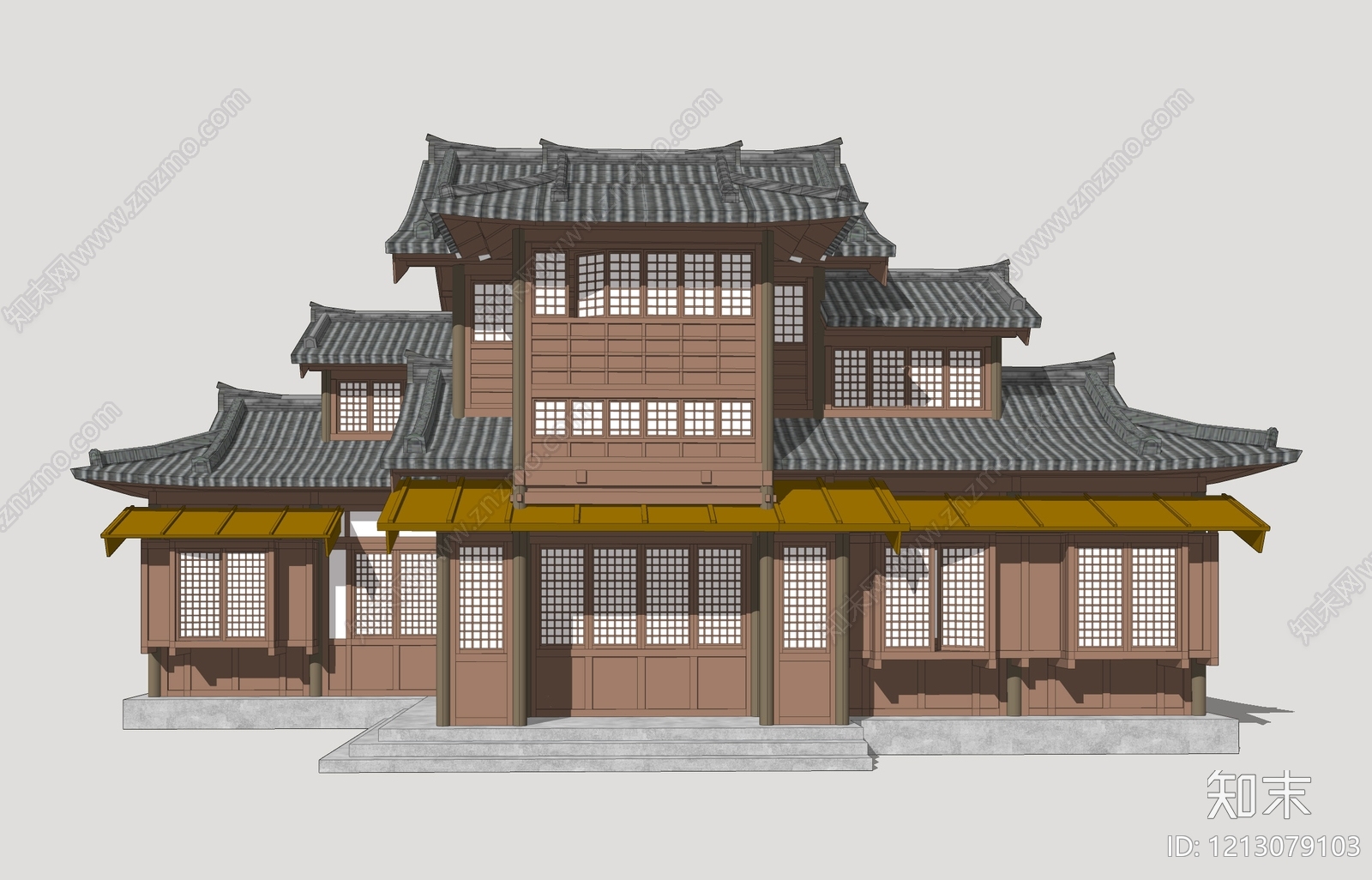 日式传统风格建筑SU模型下载【ID:1213079103】