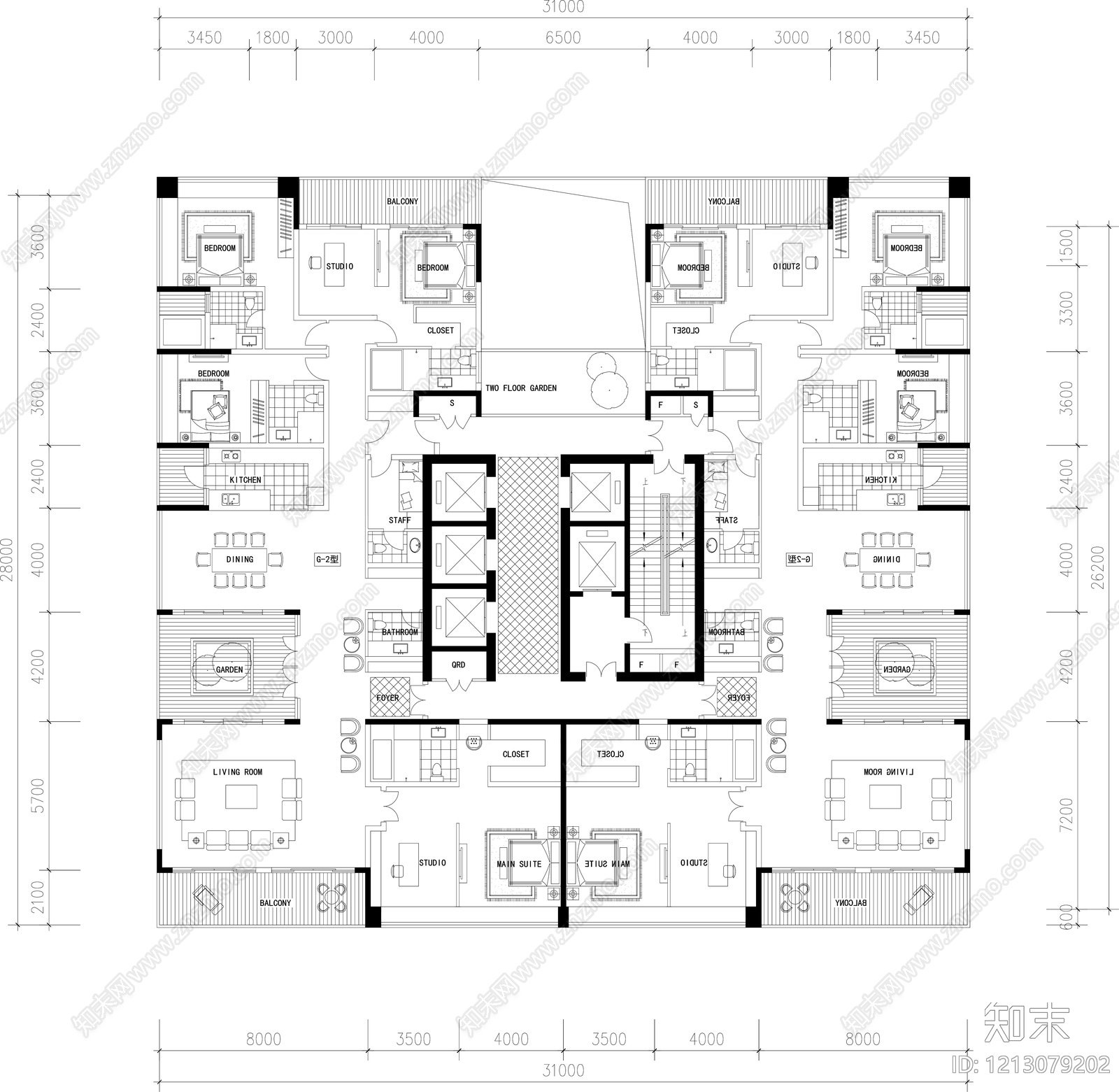 现代住宅楼建筑cad施工图下载【ID:1213079202】