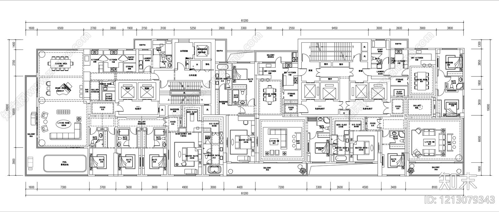 现代住宅楼建筑cad施工图下载【ID:1213079343】