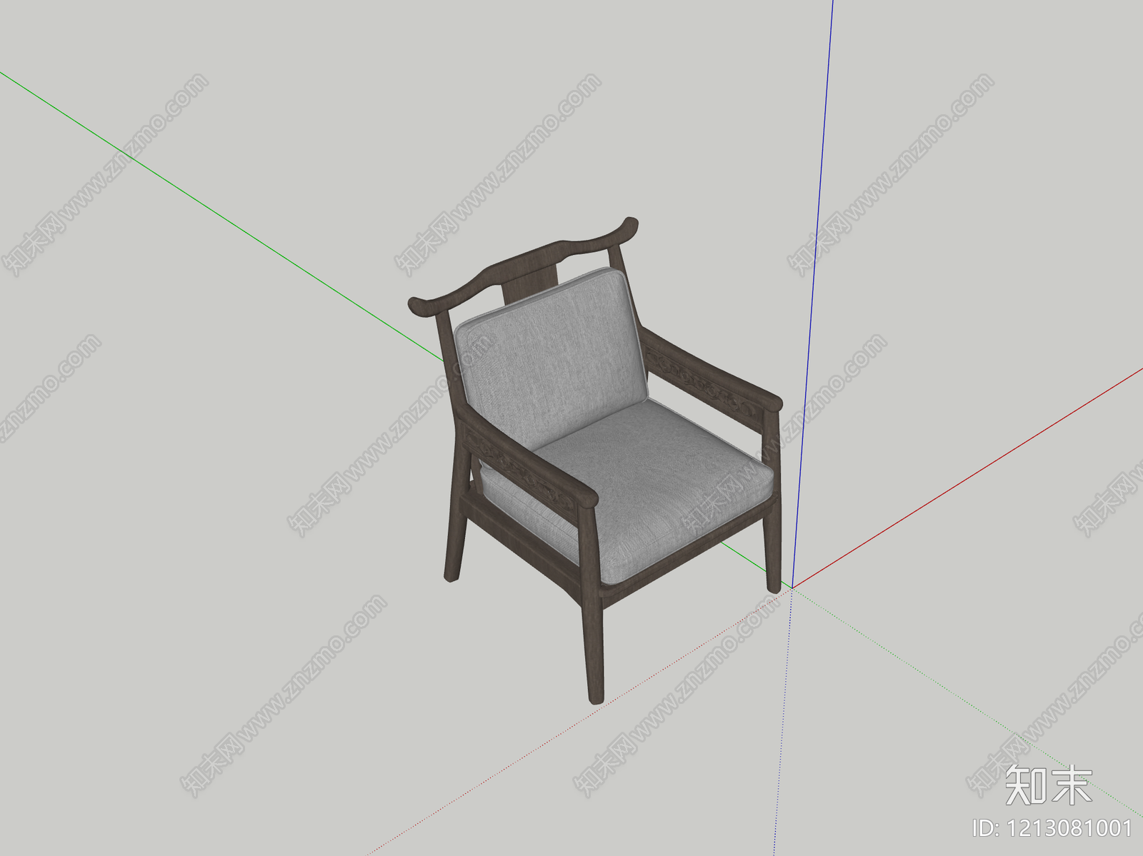 新中式休闲椅SU模型下载【ID:1213081001】