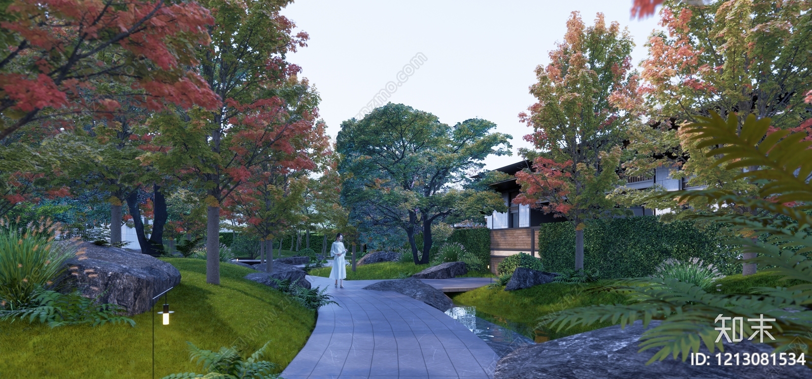 日式别墅庭院SU模型下载【ID:1213081534】