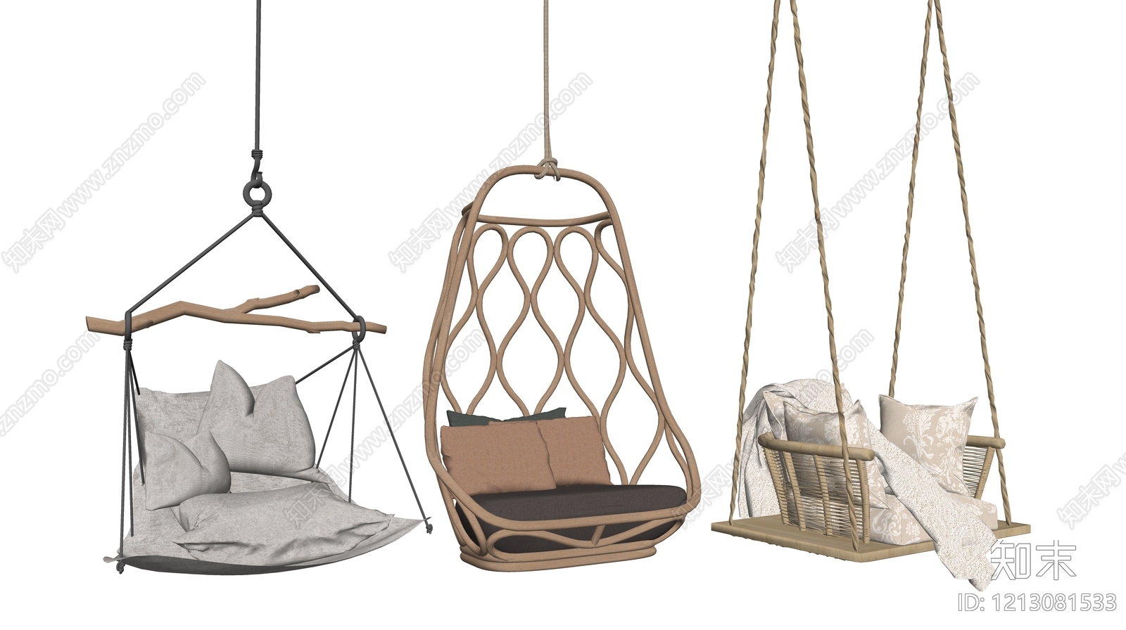 原木风吊椅SU模型下载【ID:1213081533】