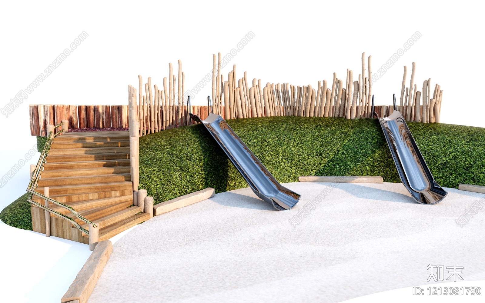 自然主义儿童滑梯SU模型下载【ID:1213081790】