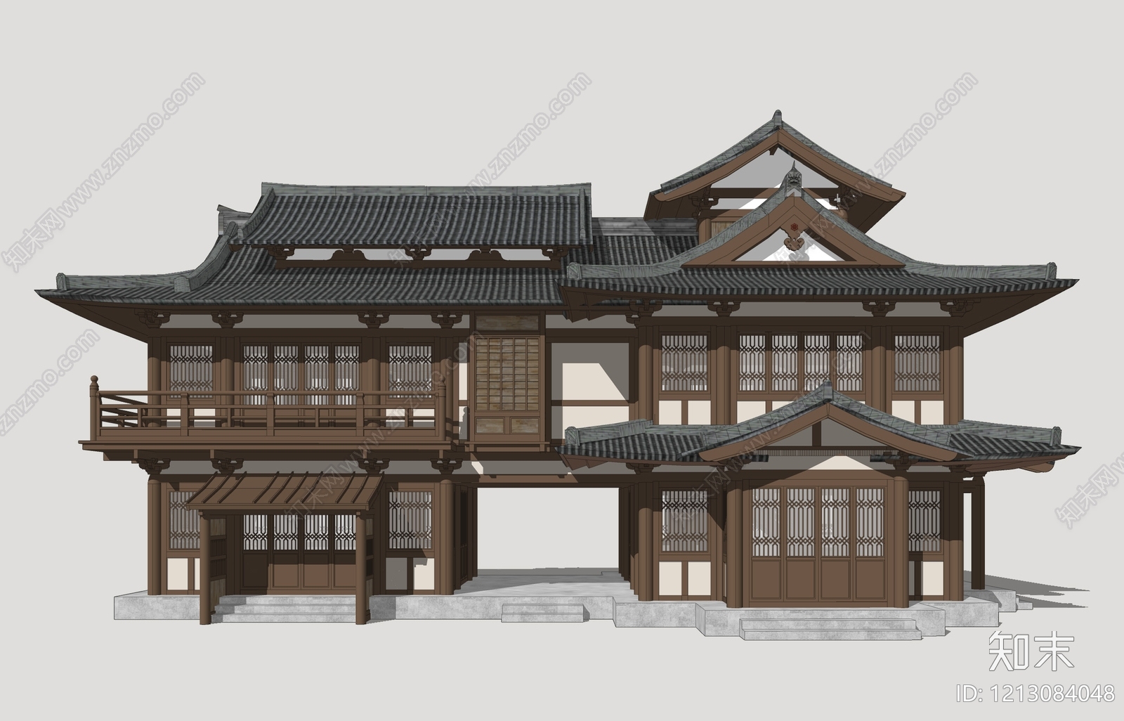 中式古建筑SU模型下载【ID:1213084048】