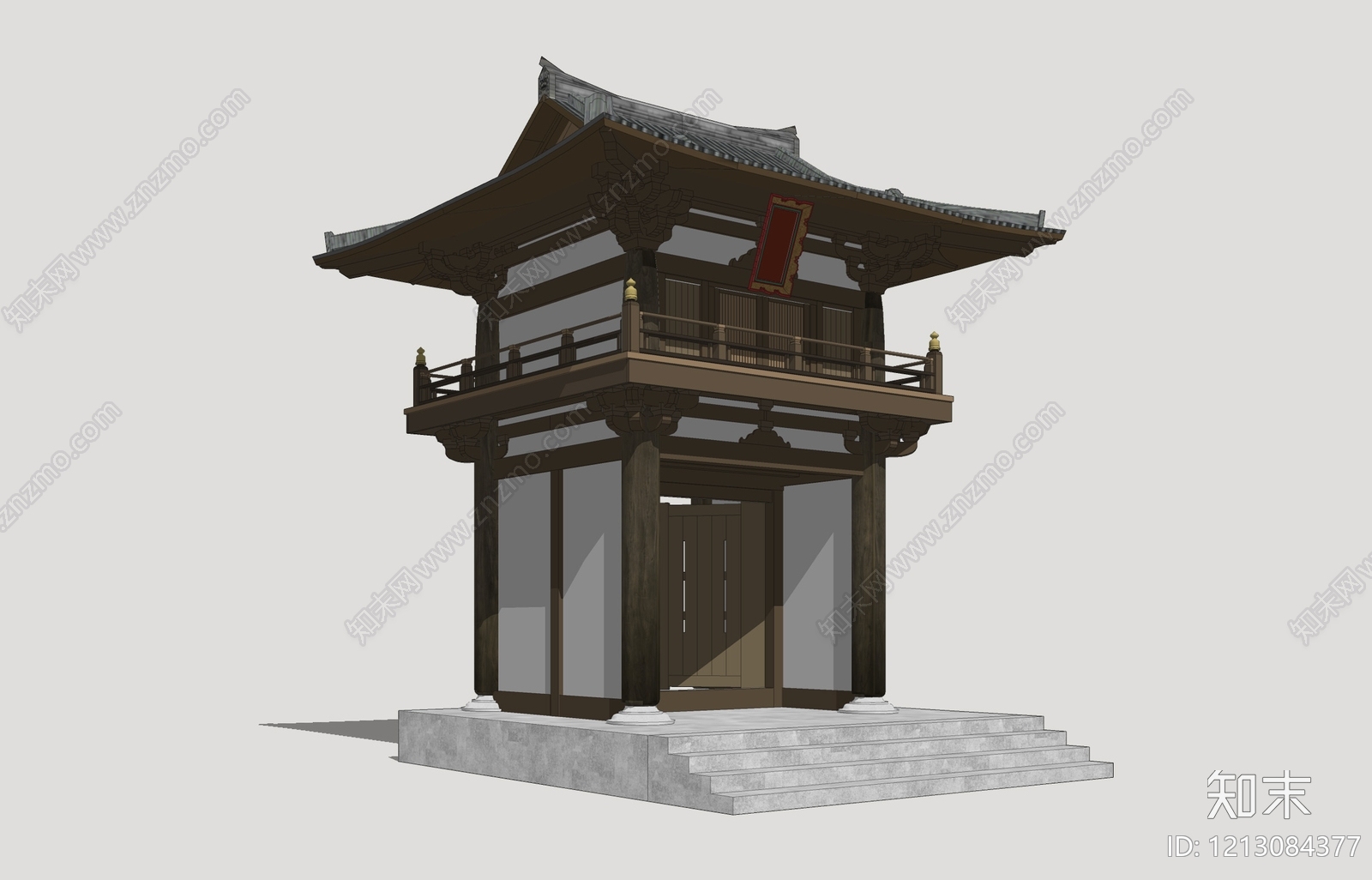 日式传统建筑风格寺庙建筑SU模型下载【ID:1213084377】