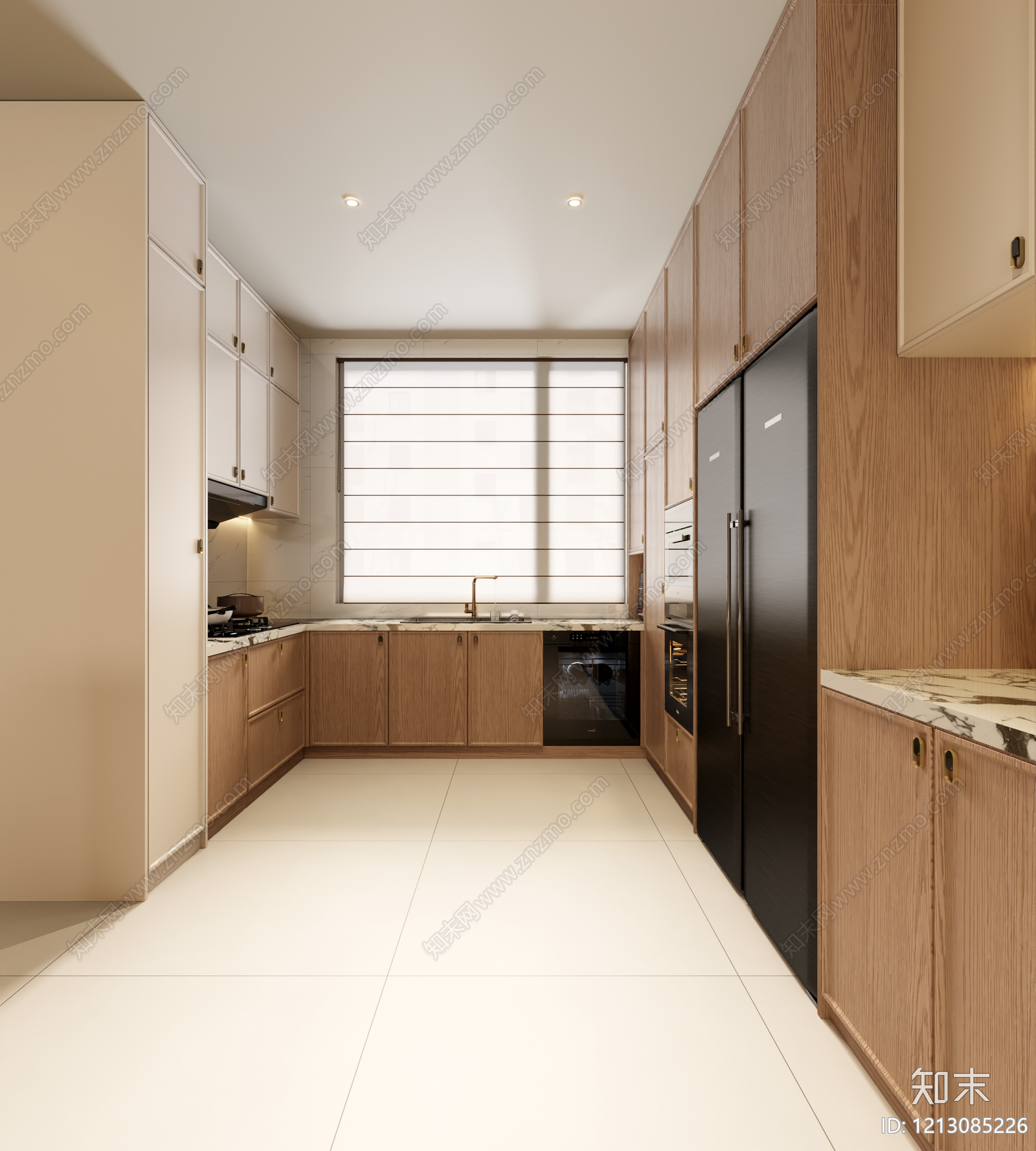 奶油风开放式厨房3D模型下载【ID:1213085226】
