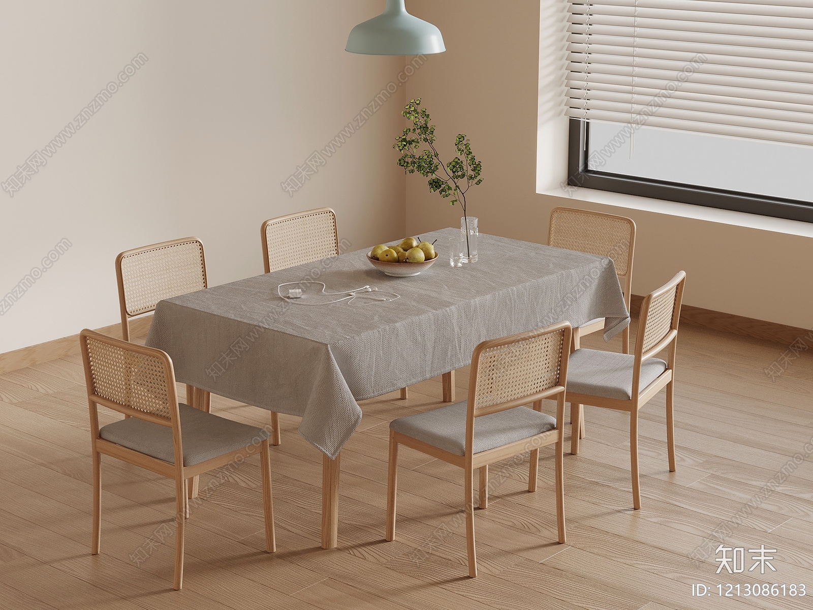 原木风餐桌SU模型下载【ID:1213086183】