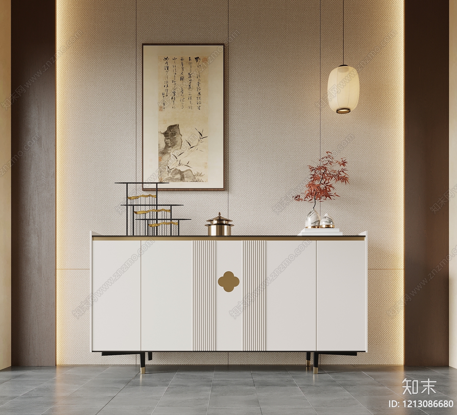 新中式鞋柜3D模型下载【ID:1213086680】
