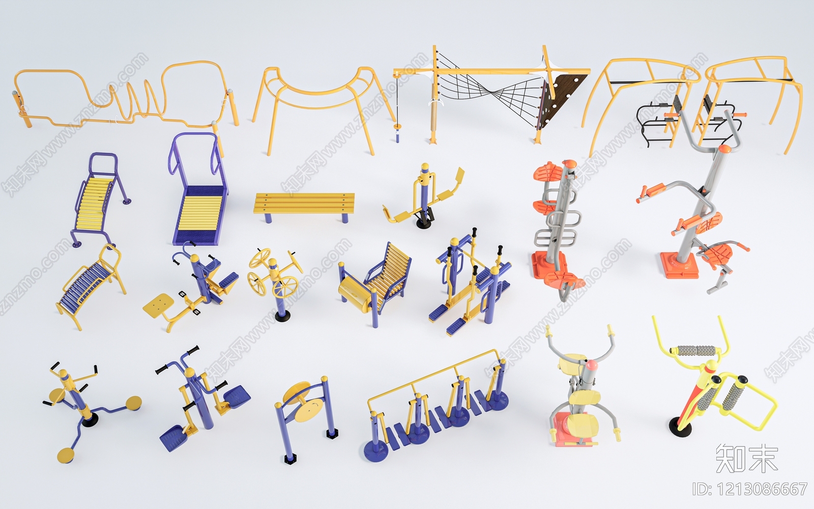 现代运动设施风格健身器材SU模型下载【ID:1213086667】
