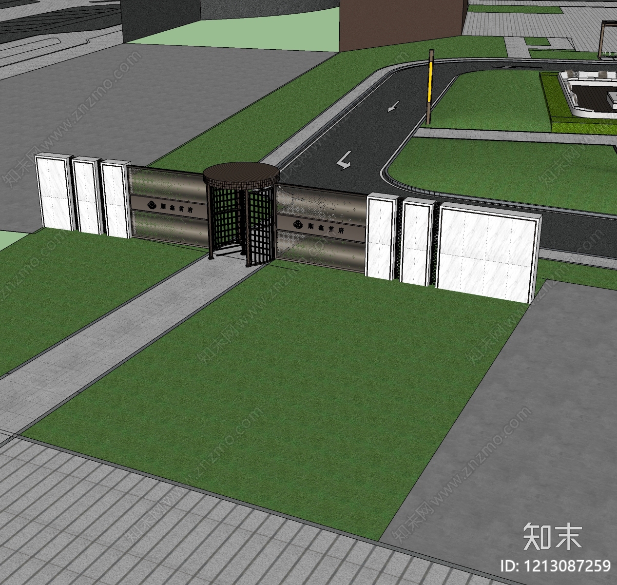 现代简约入口大门SU模型下载【ID:1213087259】