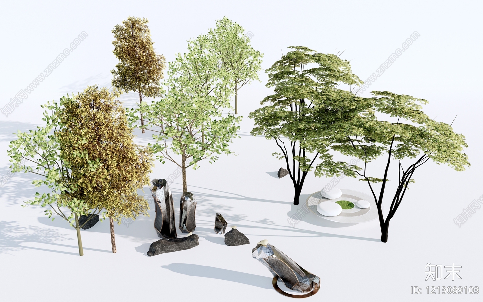 新中式景观植物组合SU模型下载【ID:1213089103】