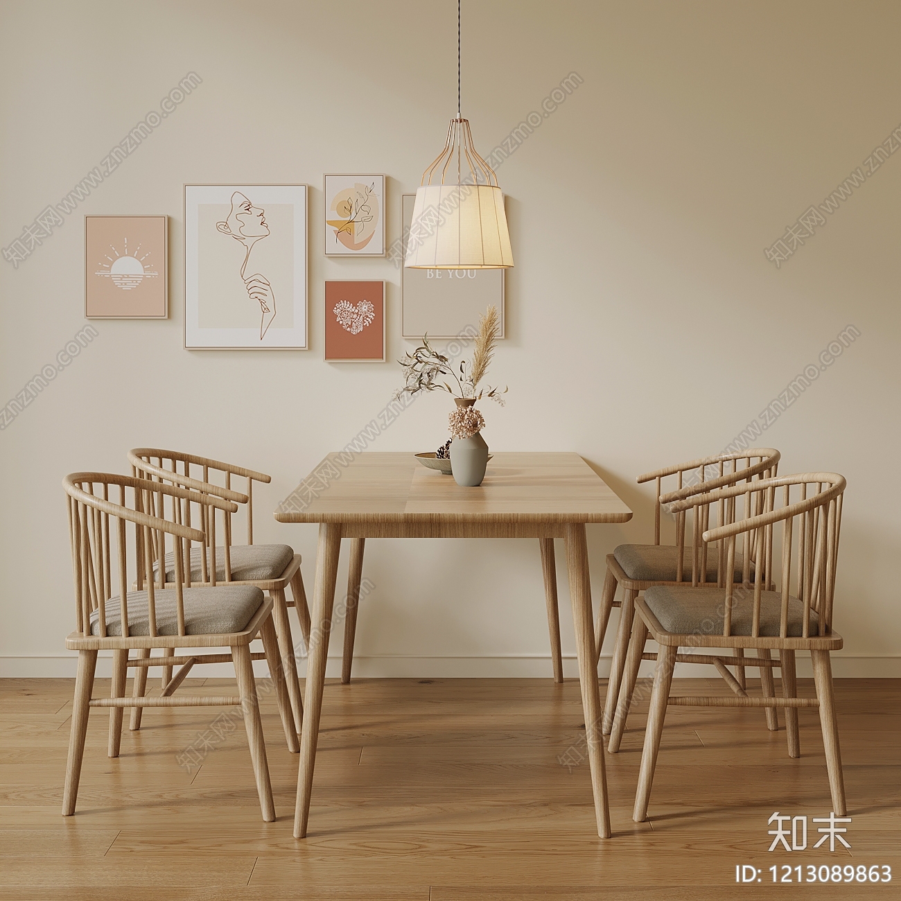 原木风家居餐厅SU模型下载【ID:1213089863】