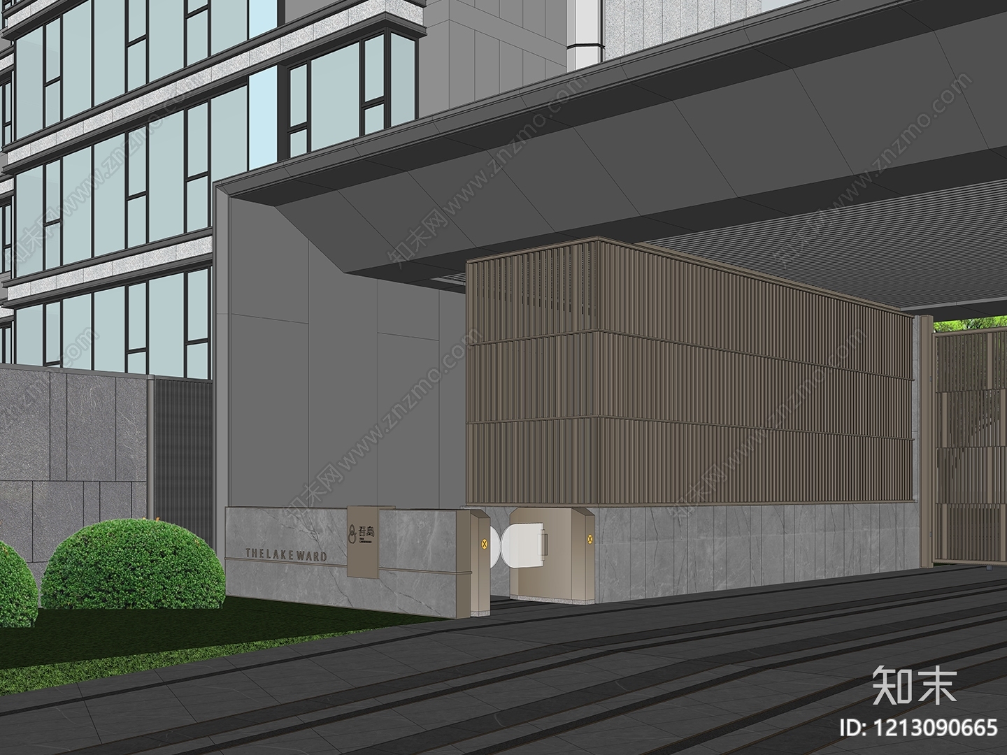 新中式小区建筑SU模型下载【ID:1213090665】