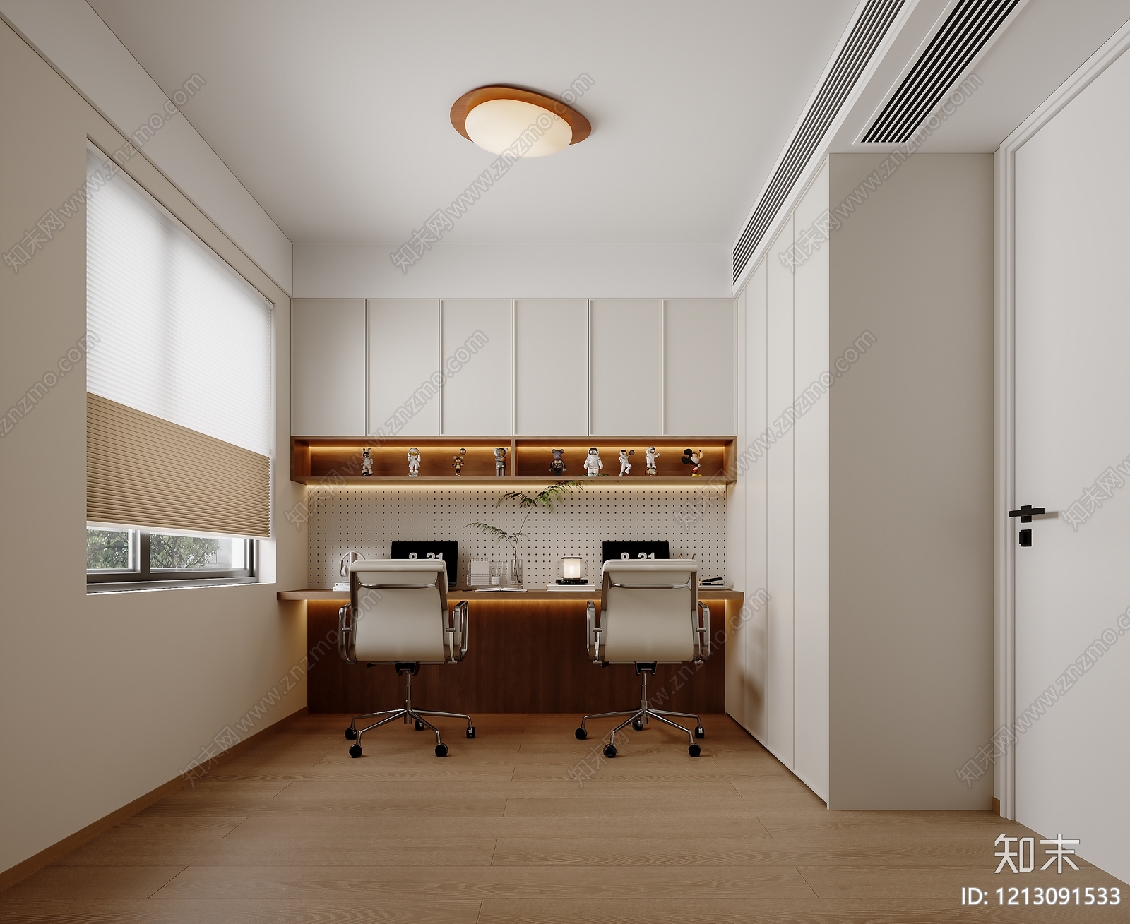 奶油风书房3D模型下载【ID:1213091533】