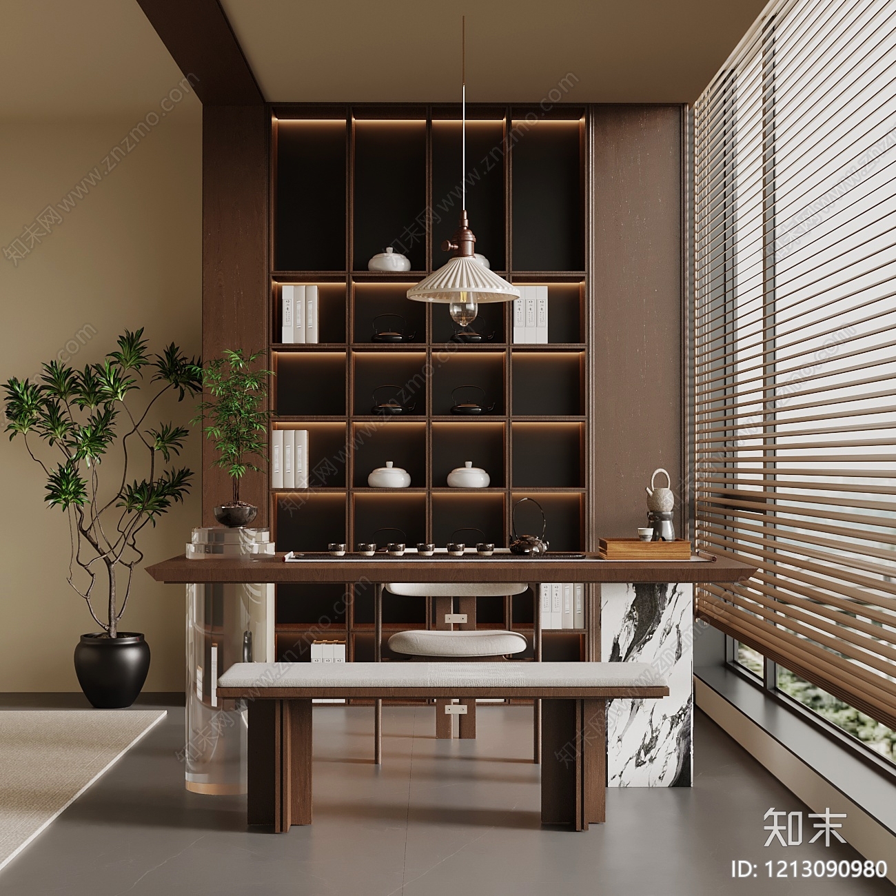 新中式茶室3D模型下载【ID:1213090980】