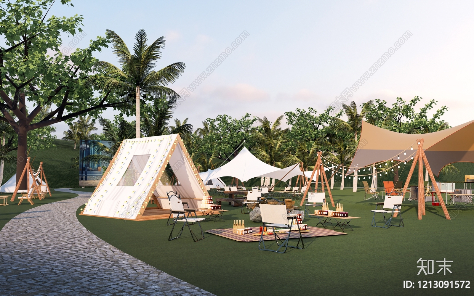 露营风房车营地SU模型下载【ID:1213091572】