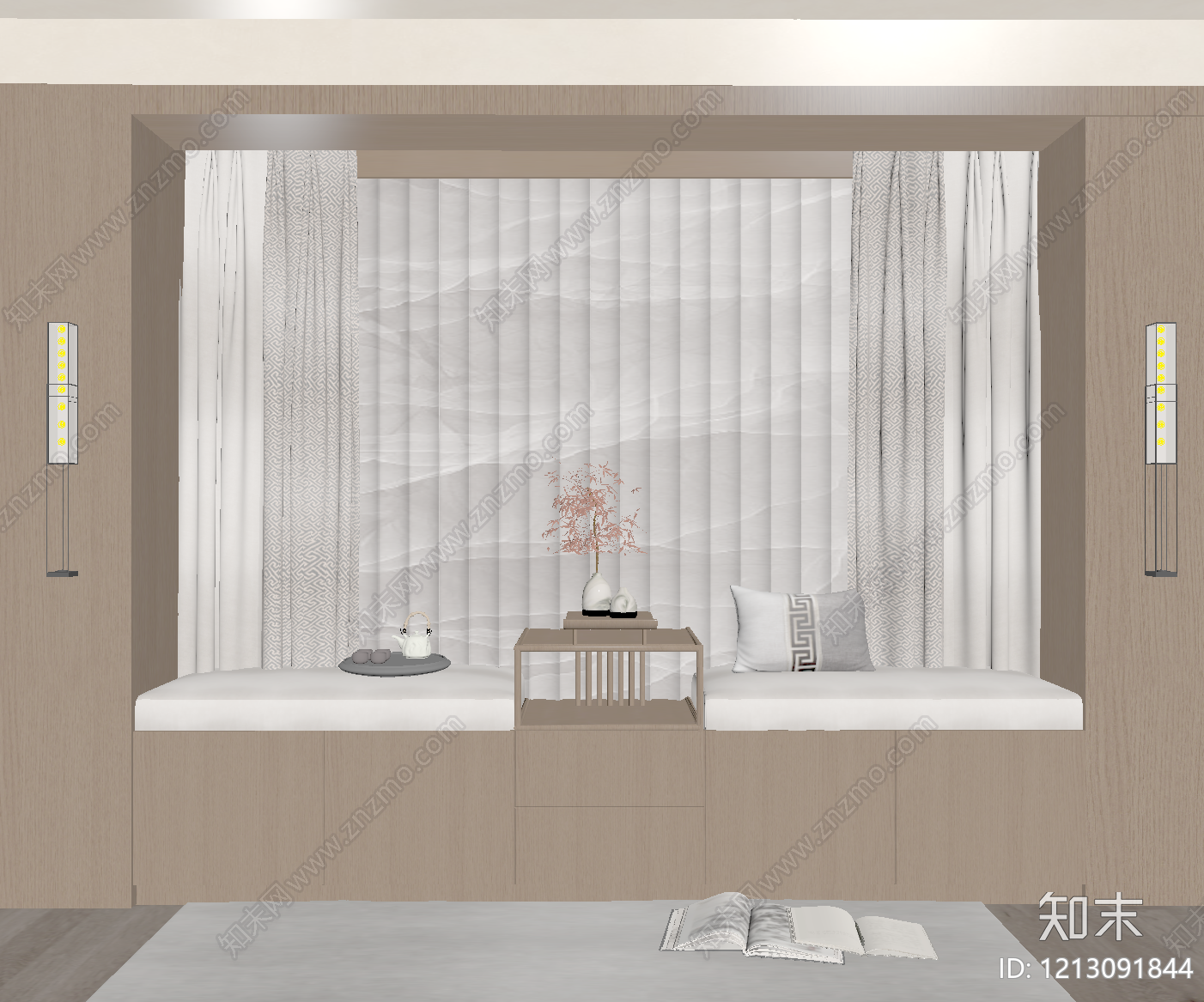 新中式家居阳台SU模型下载【ID:1213091844】