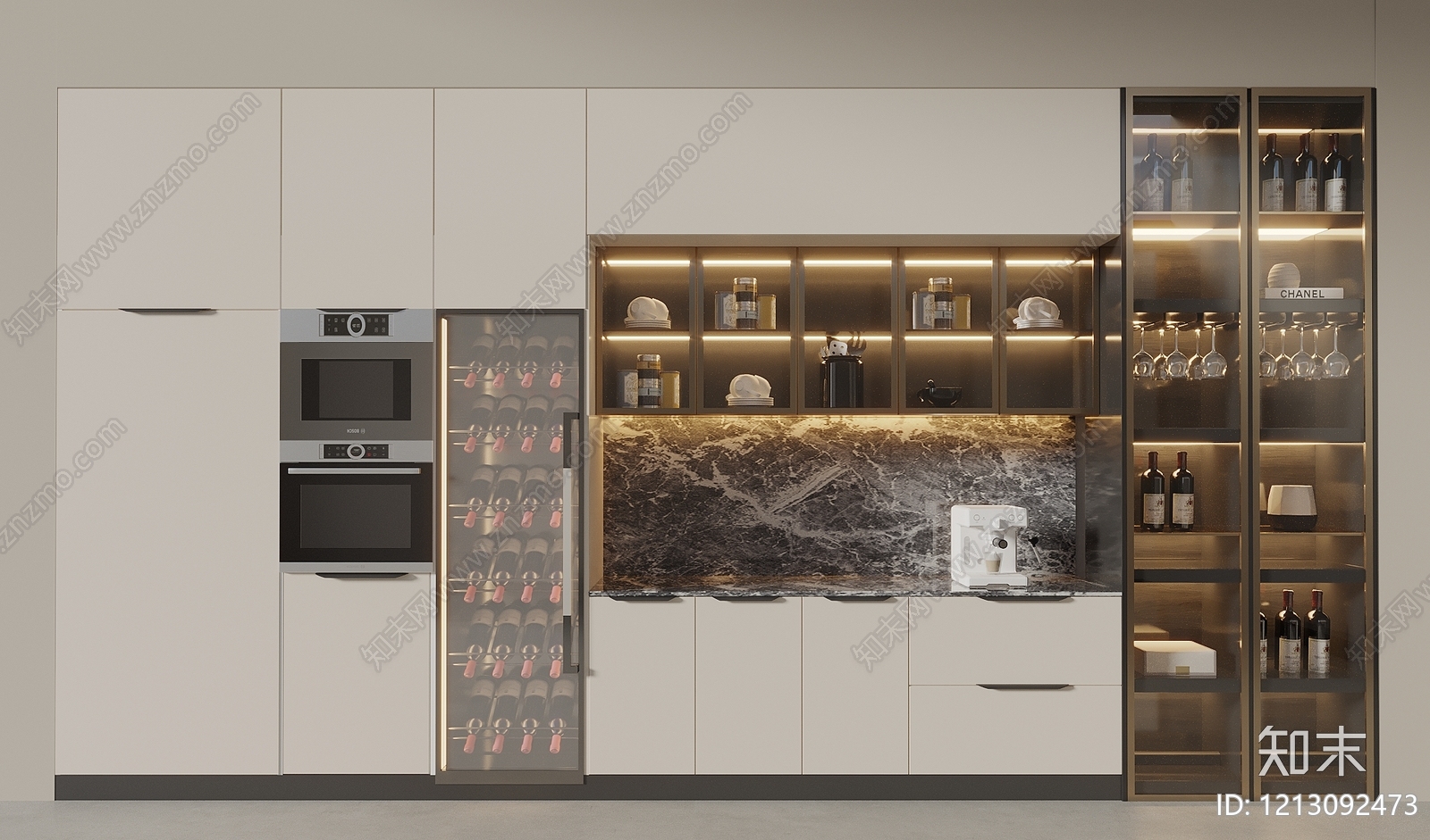 现代简约酒柜3D模型下载【ID:1213092473】