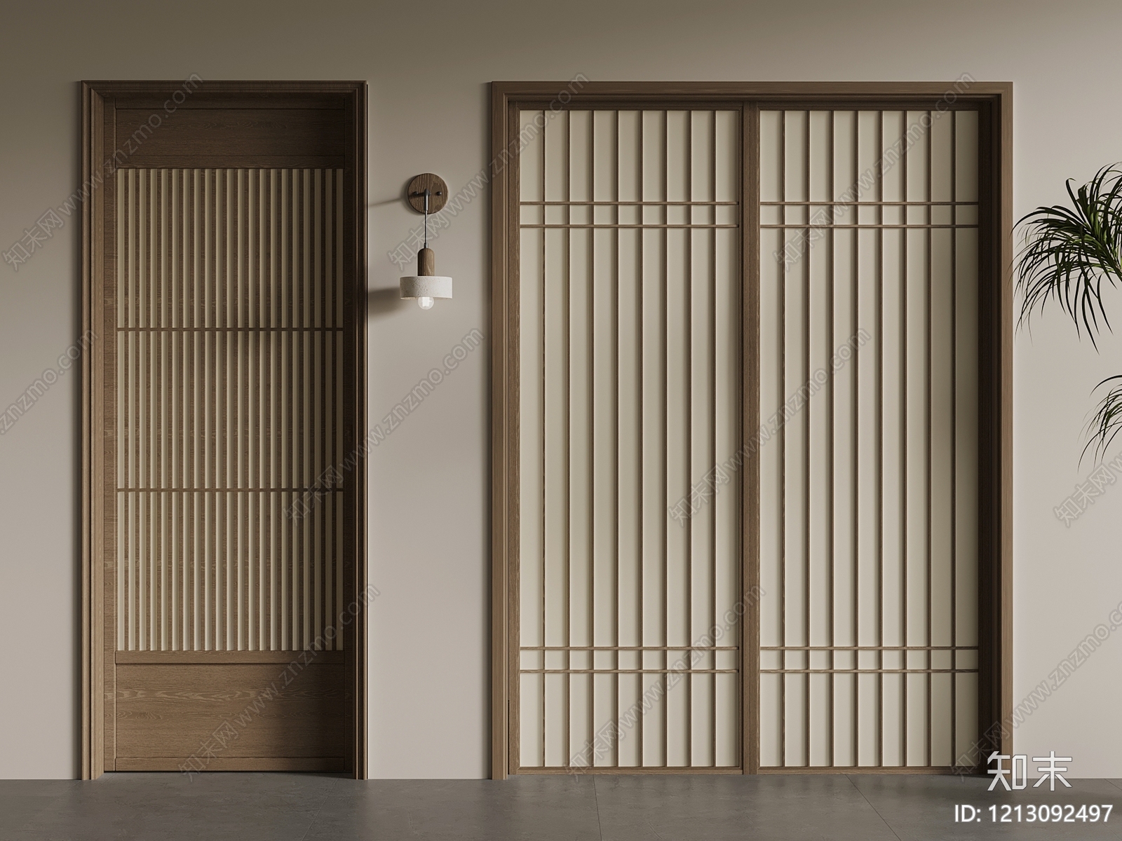 日式门组合3D模型下载【ID:1213092497】