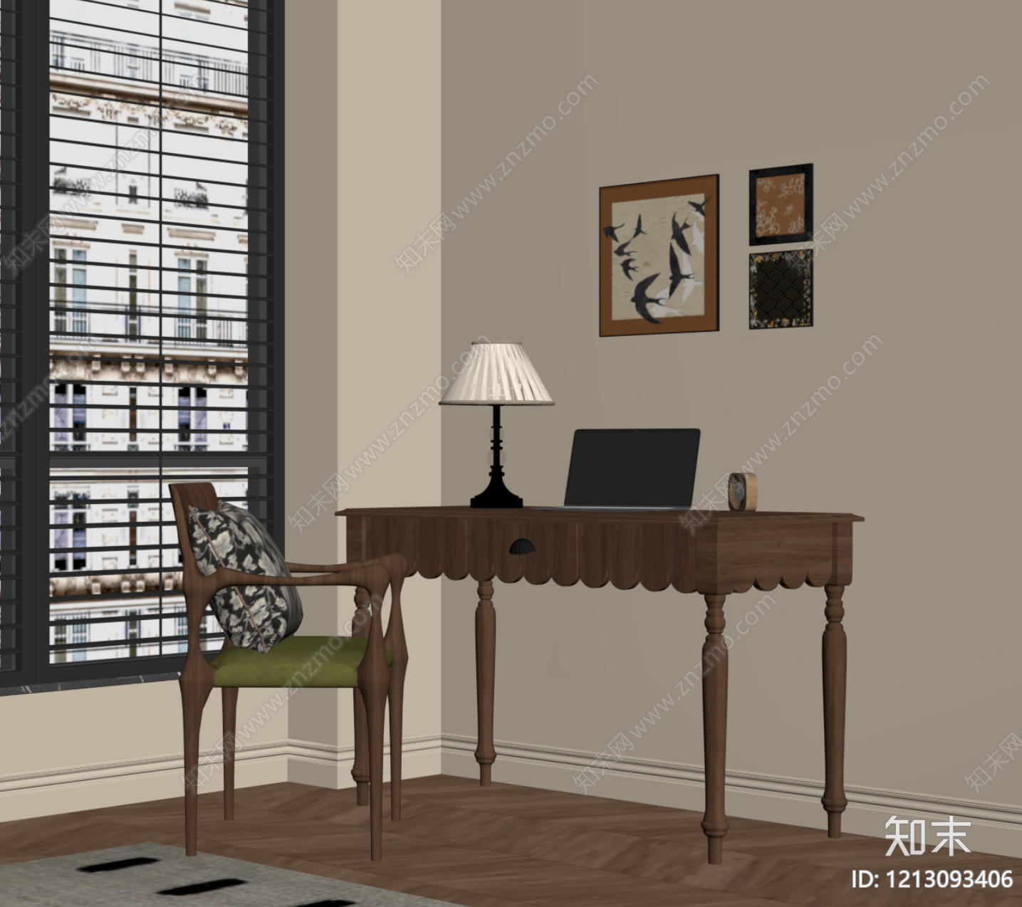 中古书桌椅SU模型下载【ID:1213093406】