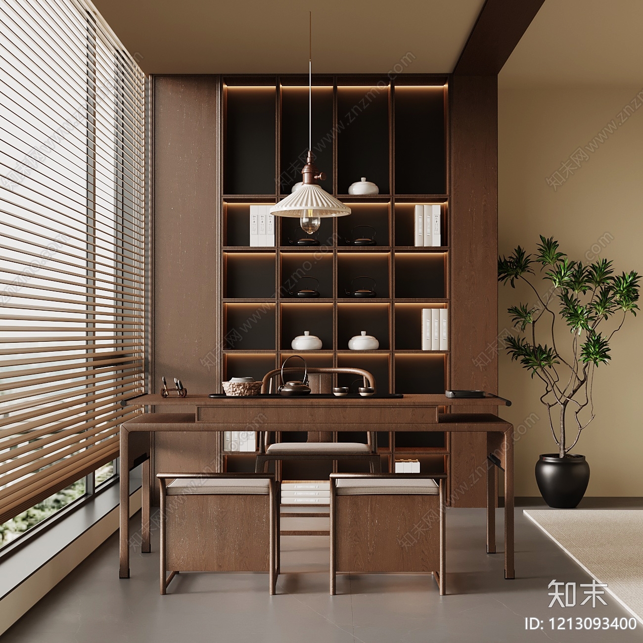 新中式茶室3D模型下载【ID:1213093400】