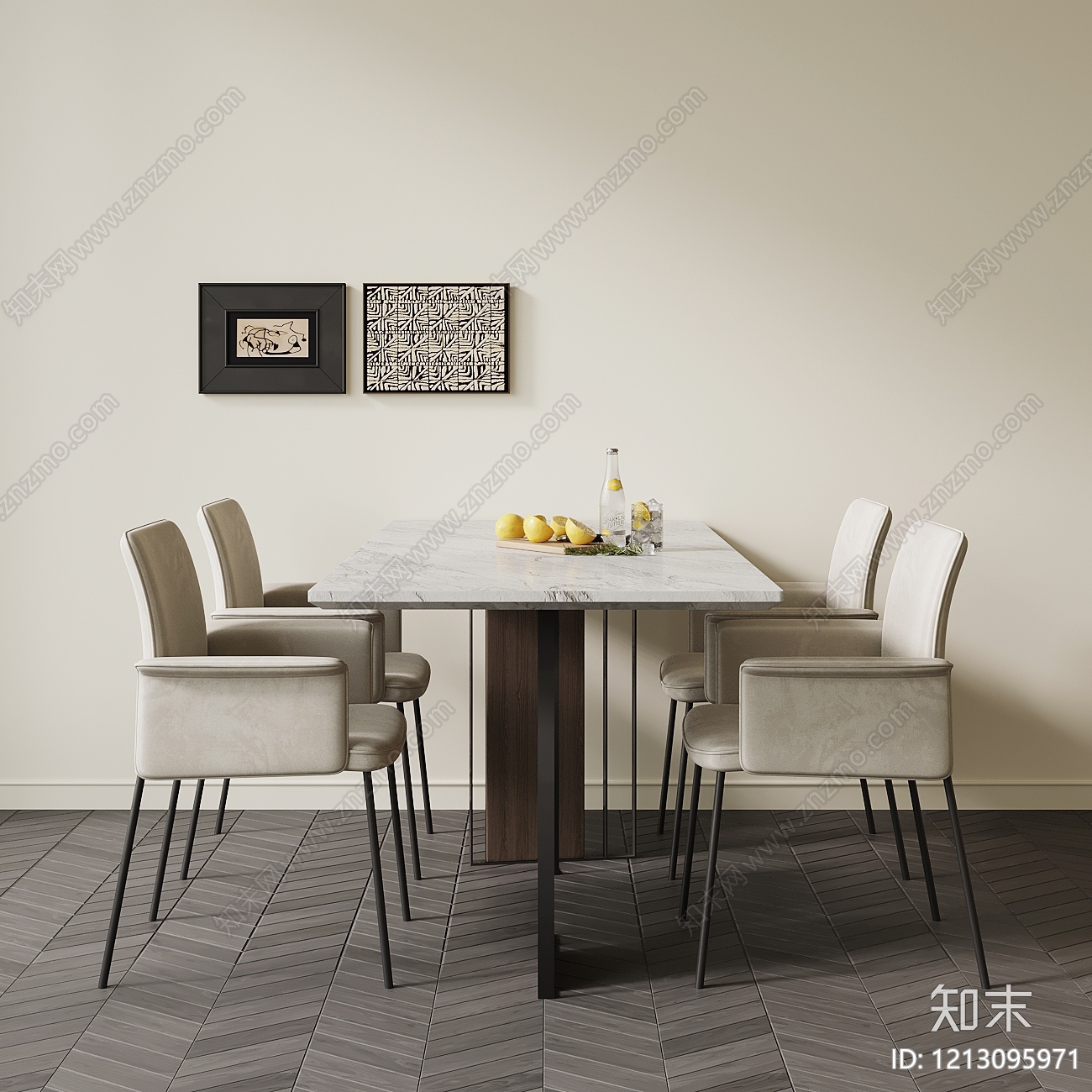 现代简约餐桌椅3D模型下载【ID:1213095971】