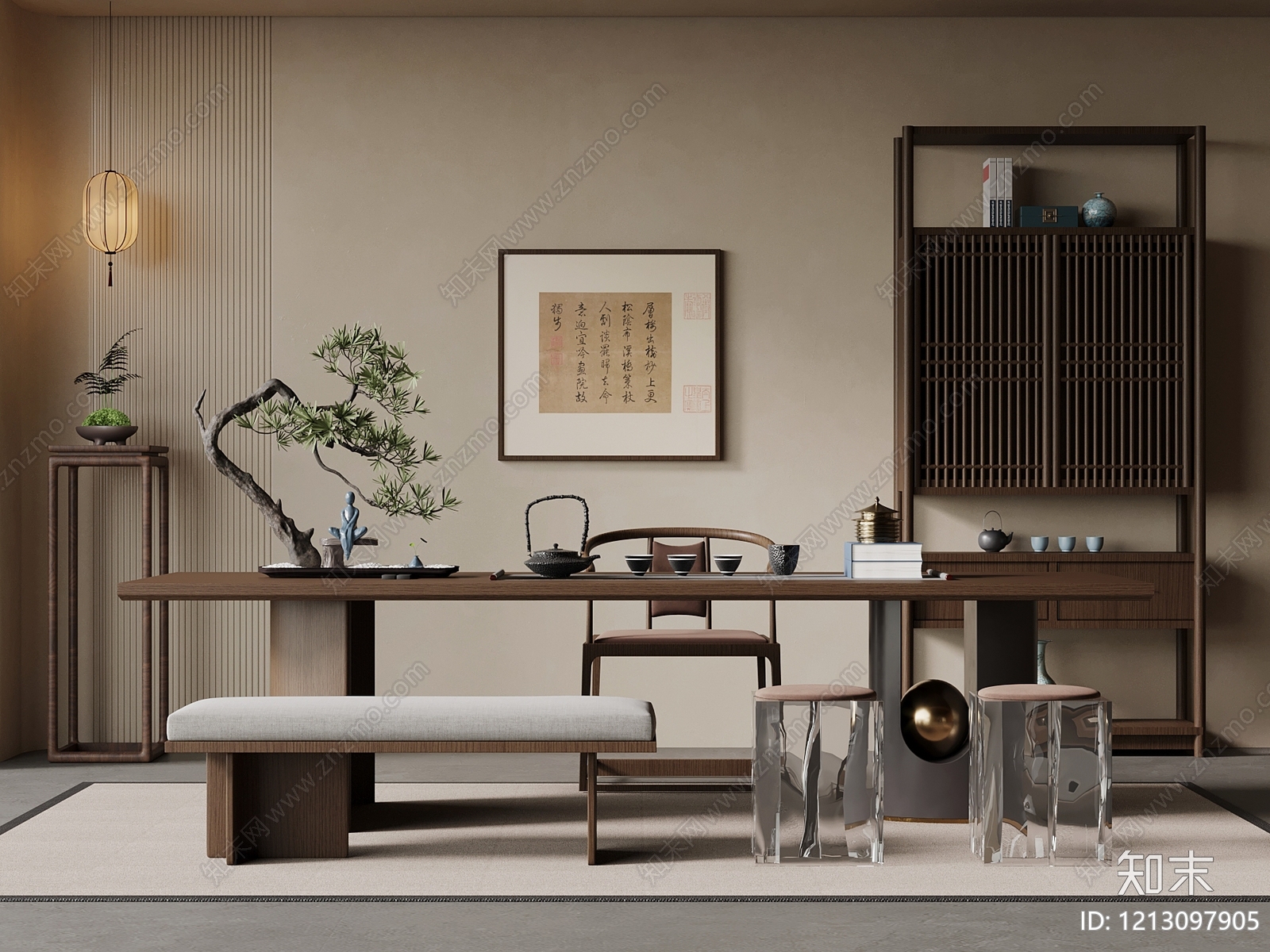 新中式茶桌椅3D模型下载【ID:1213097905】