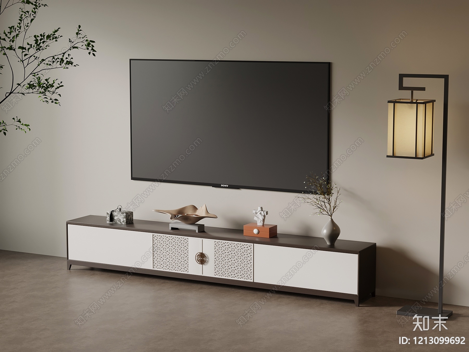 新中式电视柜3D模型下载【ID:1213099692】